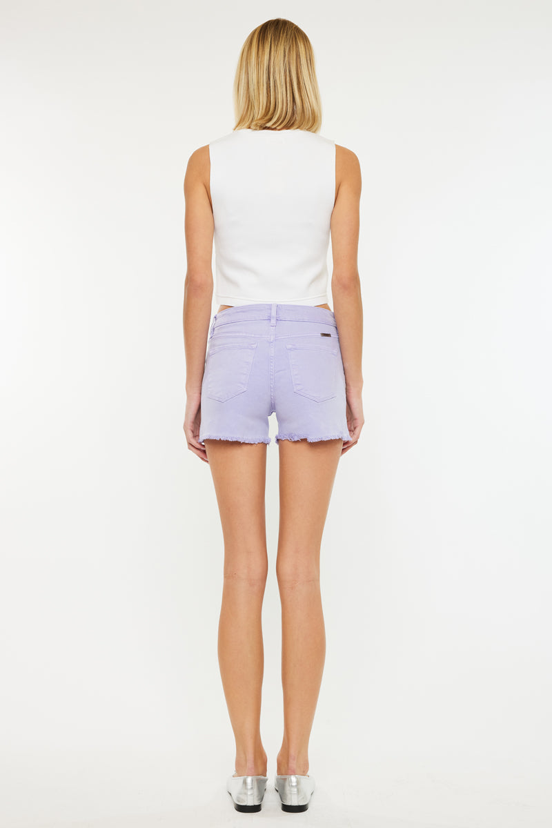 Lilac High Waist Shorts for Women - Comfortable Stretchy Denim Shorts | Perfect for Summer, Casual Outfits, and Beach Vacations