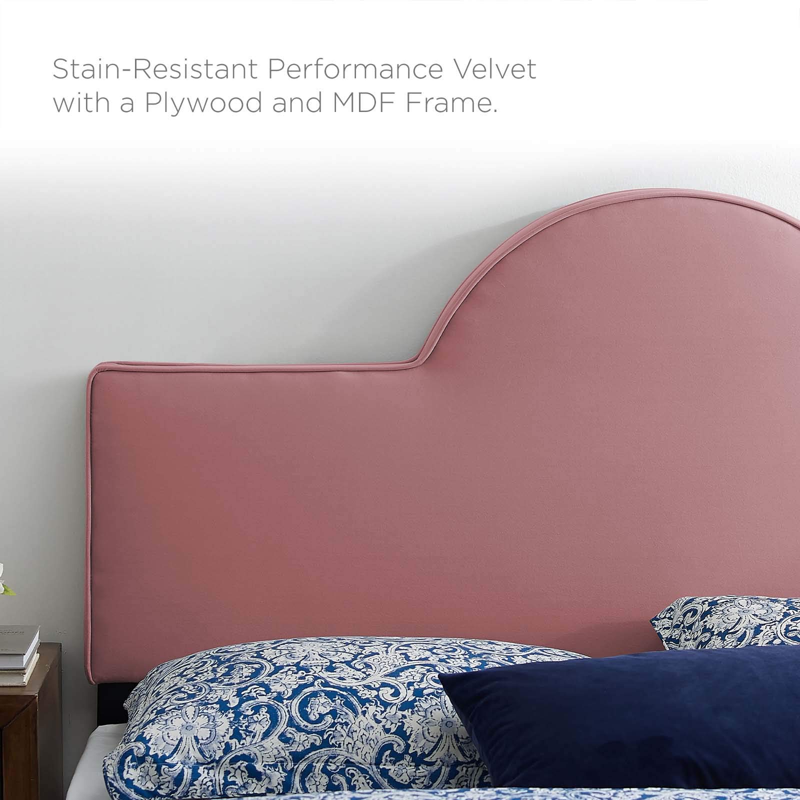 Modway Dawn Performance Velvet Headboard - Twin Size, Dusty Rose Pink - Perfect for Bedroom Decor, Guest Room & Dorm Furniture