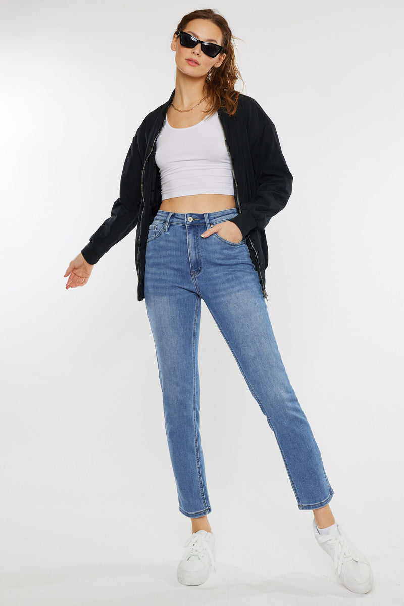 Adaline Essentials High Rise Slim Straight Leg Jeans for Women - Stretchy Denim Pants with Comfortable Fit - Perfect for Casual Wear, Office & Everyday Outfits