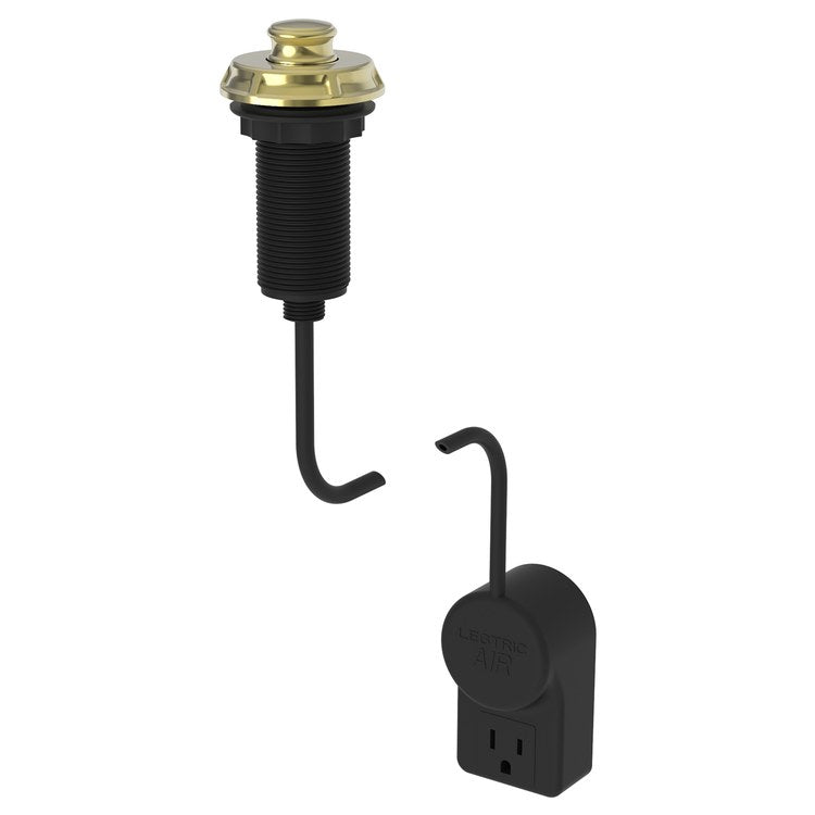 Garbage Disposal Air Switch with Power Adapter - Premium Brass PVD Finish for Kitchen Sink Waste Disposer | Easy Installation & Durable Design for Modern Home Kitchens