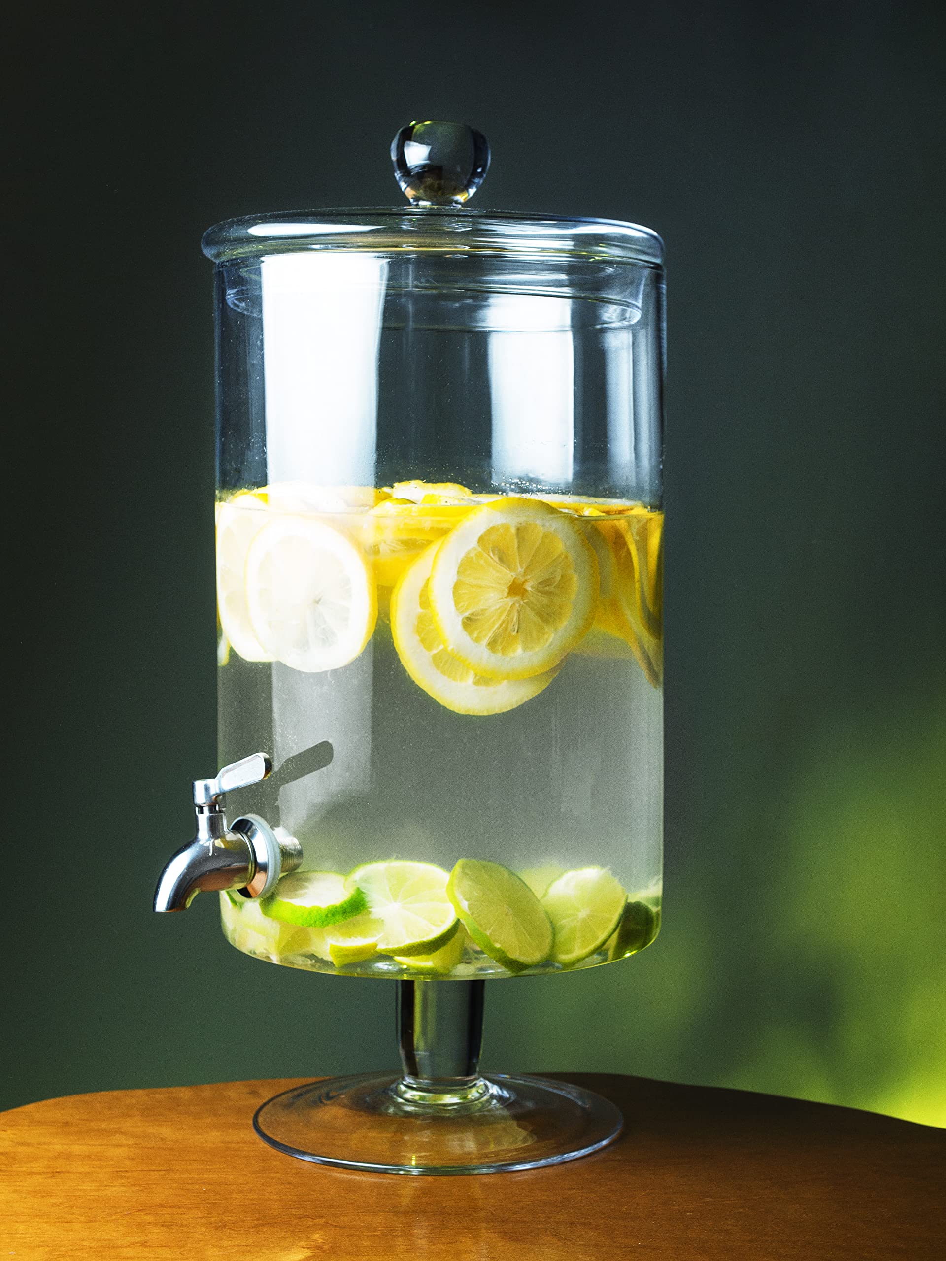 Premium 2-Gallon Glass Beverage Dispenser with Stainless Steel Spigot - 7.5L (256oz) Iced Drink Server for Parties, BBQs & Events - Barski European-Made Cold Drink Dispenser