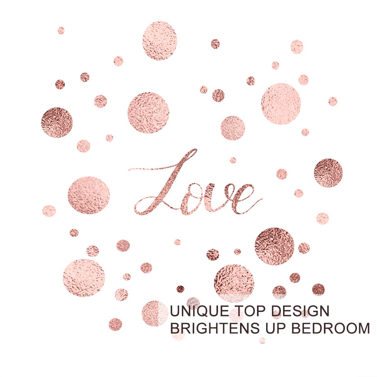 BlessLiving Love Letter Duvet Cover Set - Faux Rose Gold Glitter Bedding with Chic Pink Sparkle Polka Dots, 3-Piece Twin Size (Duvet Cover + 2 Pillowcases) for Modern Bedroom Decor, Girls' Room & Romantic Gift Idea