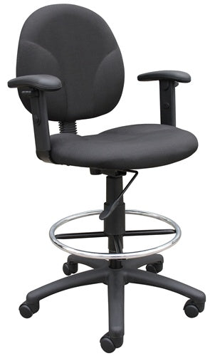 Ergonomic Adjustable Fabric Drafting Stool with Footrest - Perfect for Architects, Artists & Tattoo Studios - Comfortable Seating for Long Work Sessions