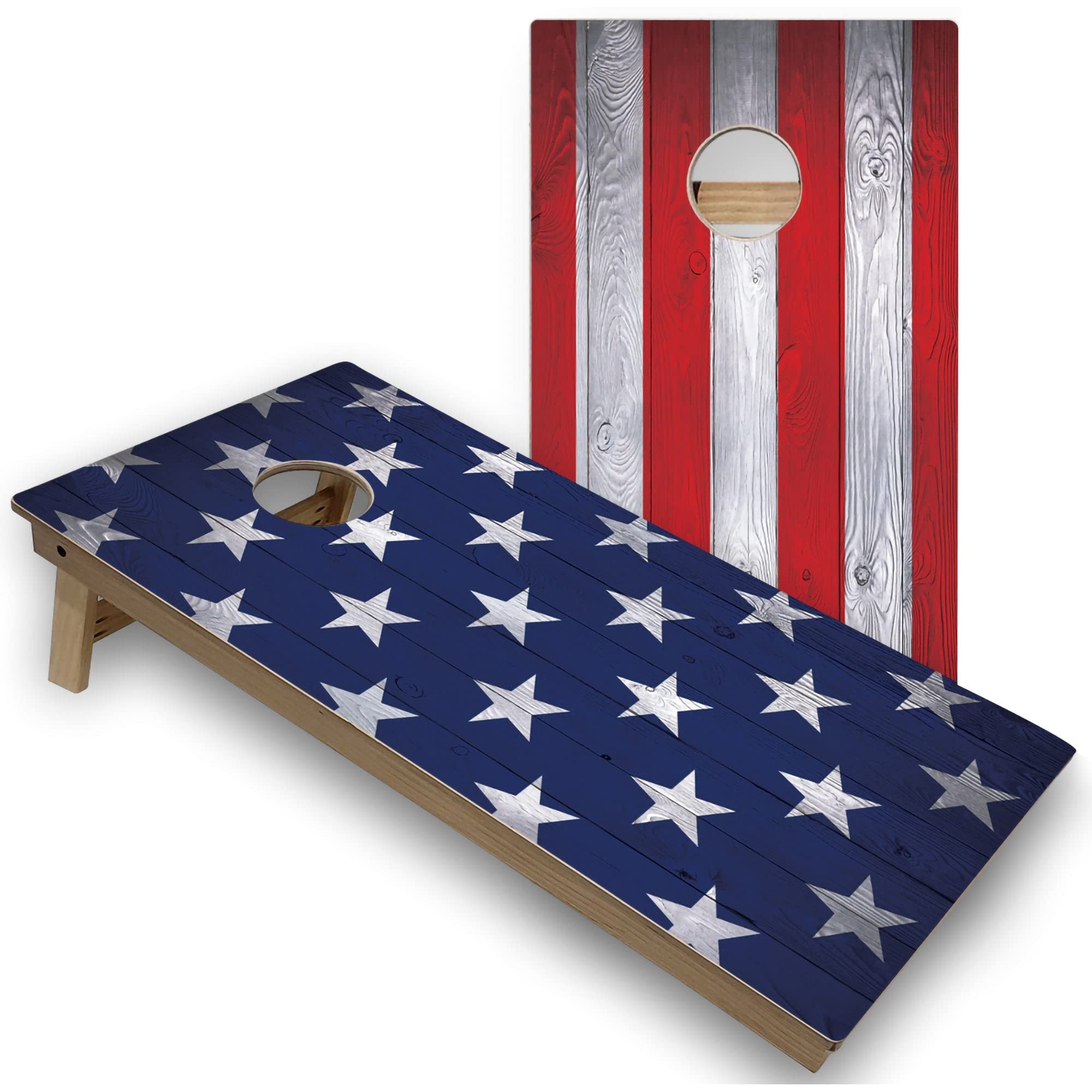 Skip's Garage American Flag Cornhole Game Set - Regulation Size Boards, 8 Bean Bags & Accessories | Perfect for Backyard BBQs, Tailgating & Outdoor Parties