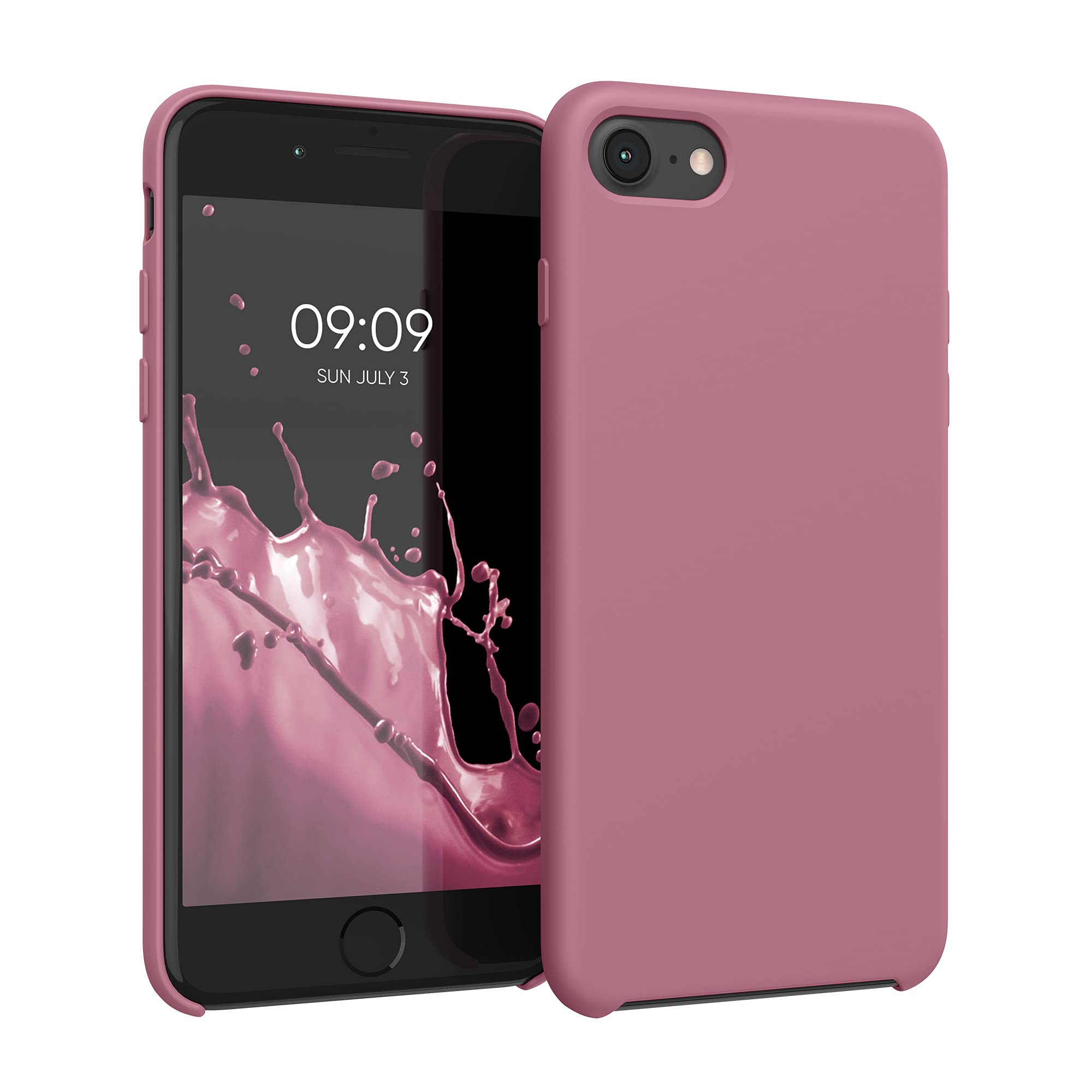 kwmobile Slim TPU Silicone Case for Apple iPhone SE 2022/SE 2020/iPhone 8/7 - Soft Protective Phone Cover in Dark Rose - Perfect for Everyday Use & Drop Protection