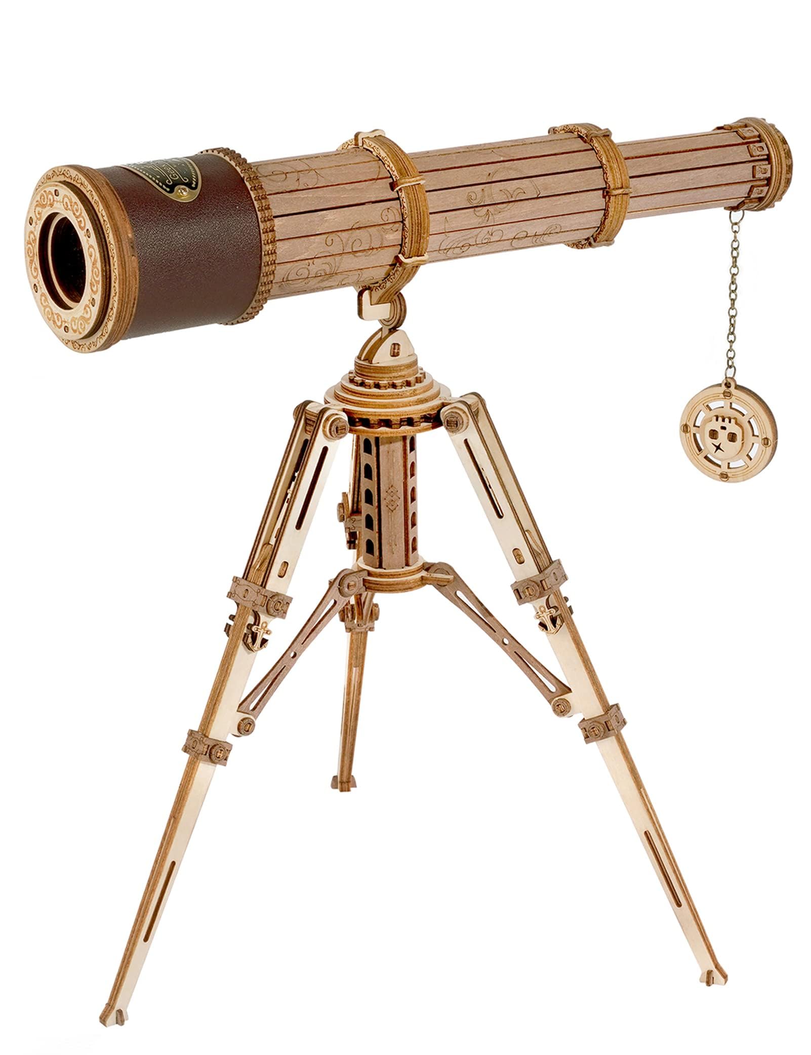 ROKR 3D Wooden Telescope Building Kit for Adults - DIY Science Model with 3X Magnification & Tripod Stand - Perfect STEM Gift for Boys, Girls & Astronomy Enthusiasts - Great for Home Decor, Educational Projects & Stargazing Activities