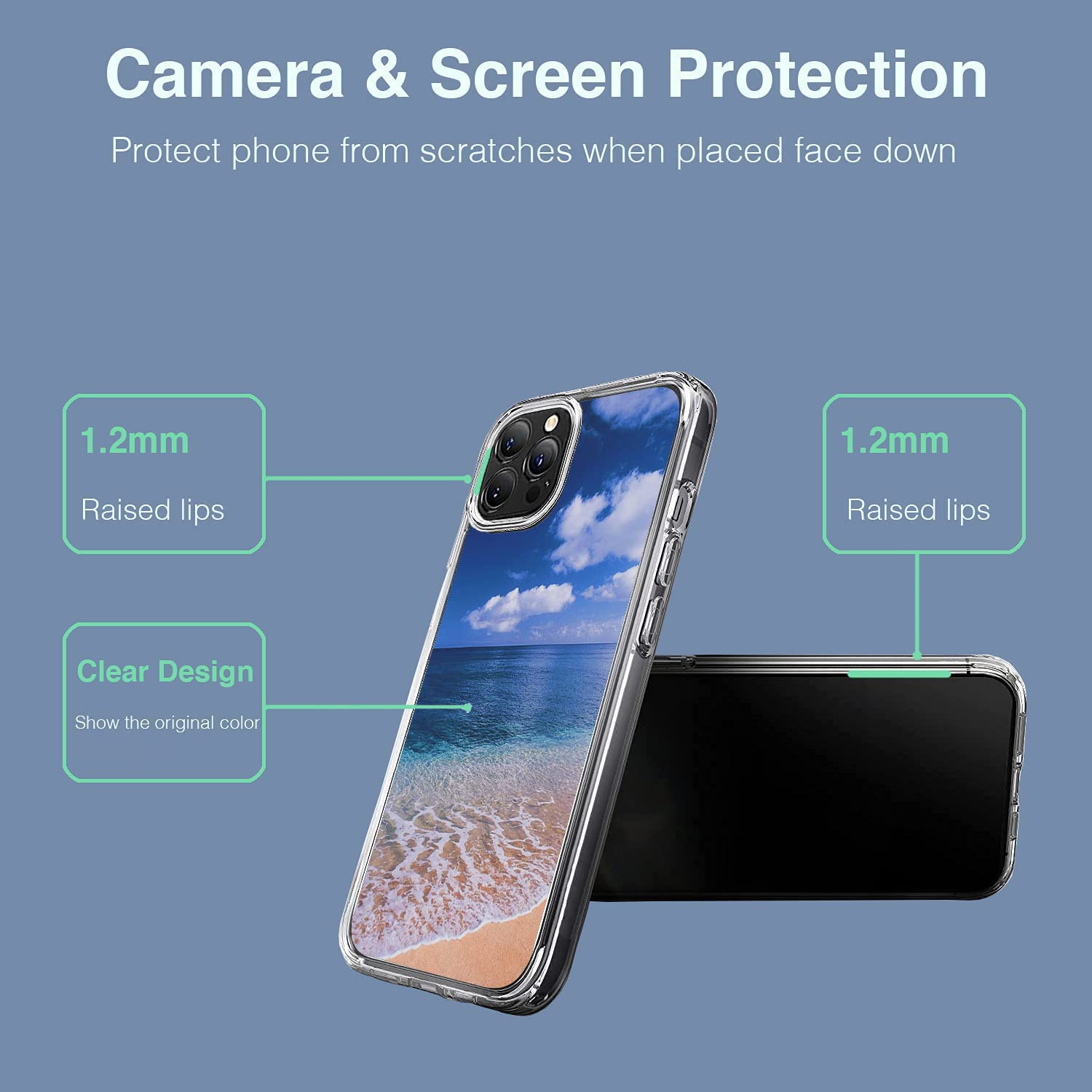 iPhone 12 Pro Max Case - Summer Beach Blue Sky TPU Clear Protective Cover | Shockproof Slim Design for Men & Women | Perfect for Vacation, Travel & Outdoor Activities