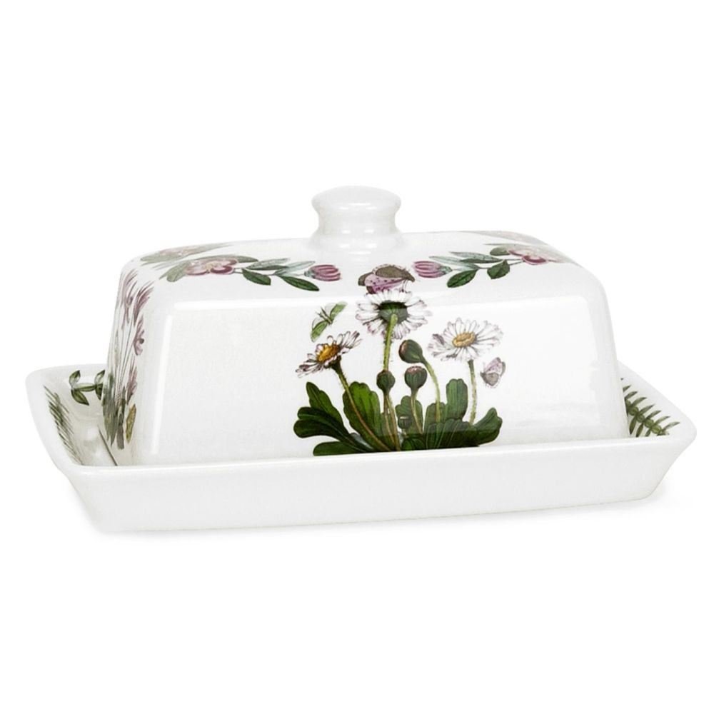 Portmeirion Botanic Garden Covered Butter Dish with Lid - Vintage Floral Design Ceramic Butter Keeper - Perfect for Breakfast, Brunch, and Tea Time Table Setting