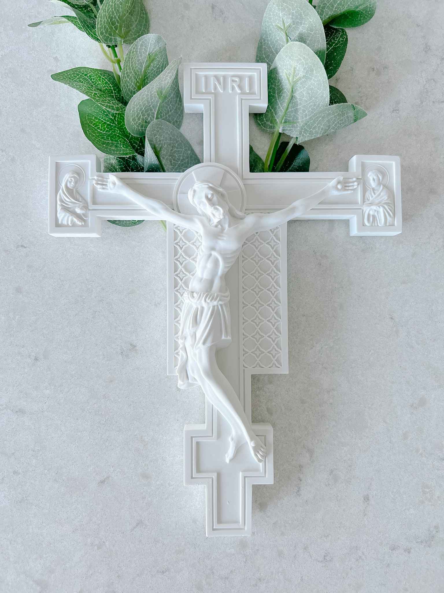 White Florentine Crucifix - Handcrafted Religious Cross Pendant for Necklace - Perfect for Gifts, Baptism, First Communion & Spiritual Jewelry