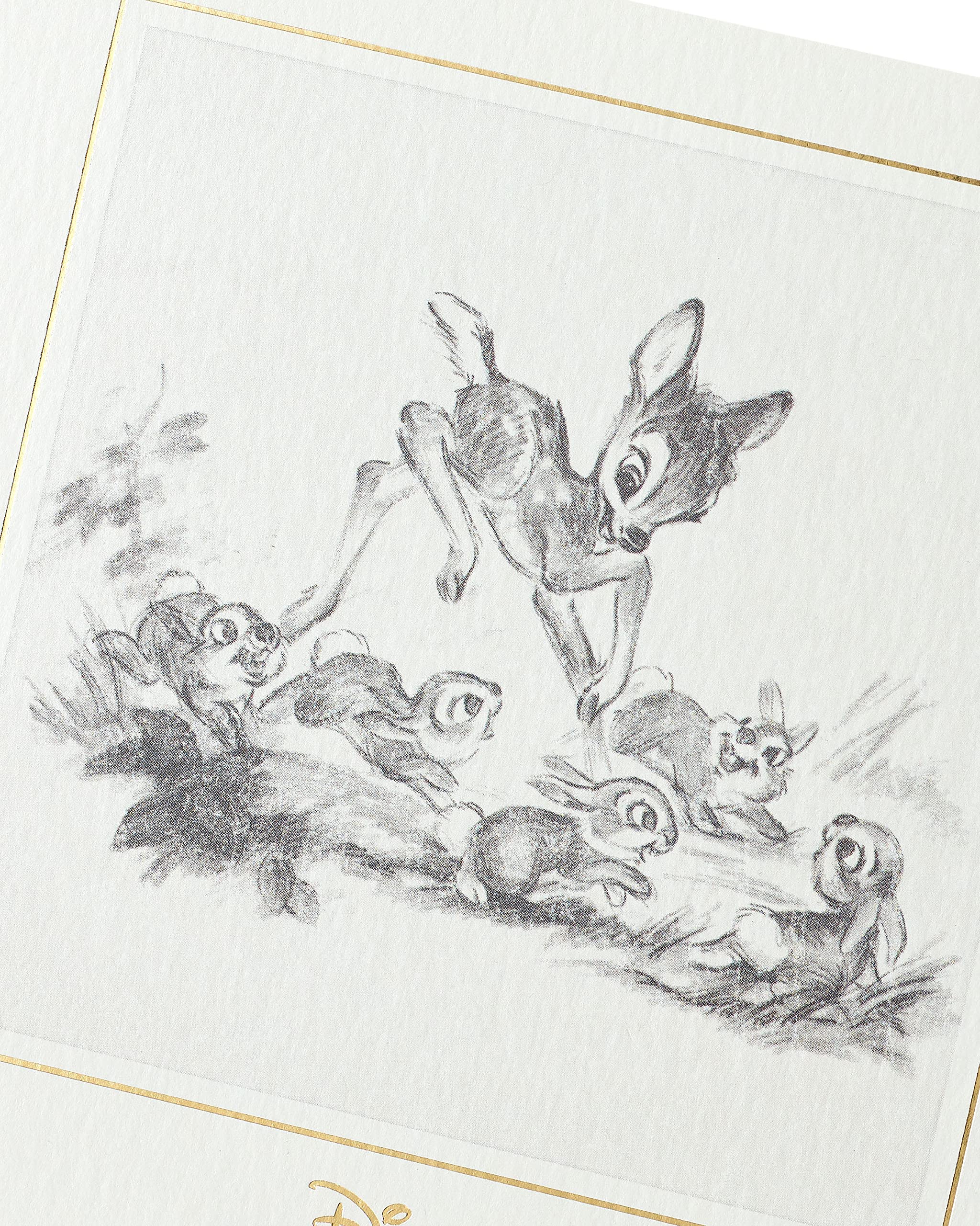 Disney Bambi Birthday Card - Blank Greeting Card for Her - UK Greetings Original Sketch Design | Perfect for Birthday Wishes, Gift Enclosures & Special Occasions