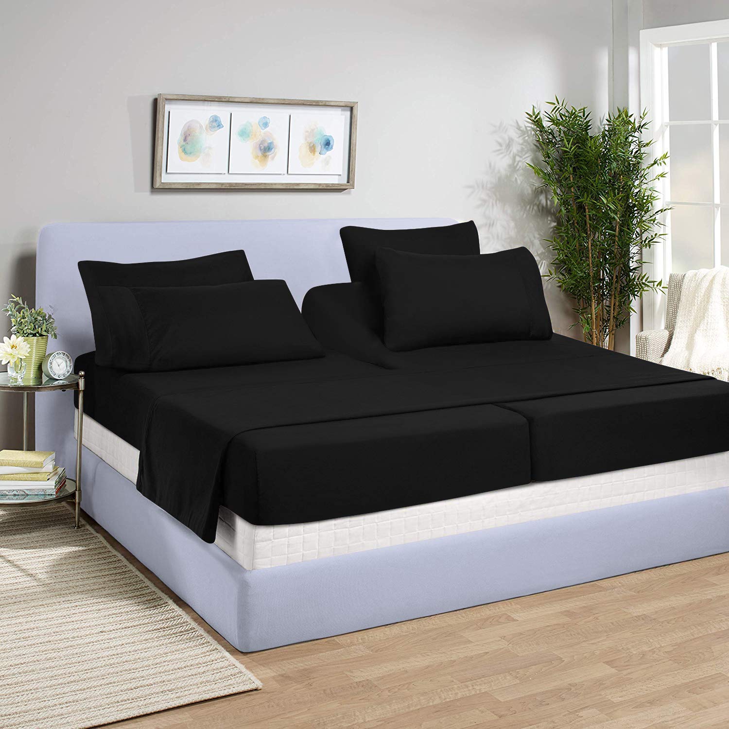 Viceroybedding 5-Piece Split Queen Sheet Set for Adjustable Beds - 800 Thread Count 100% Egyptian Cotton, 12