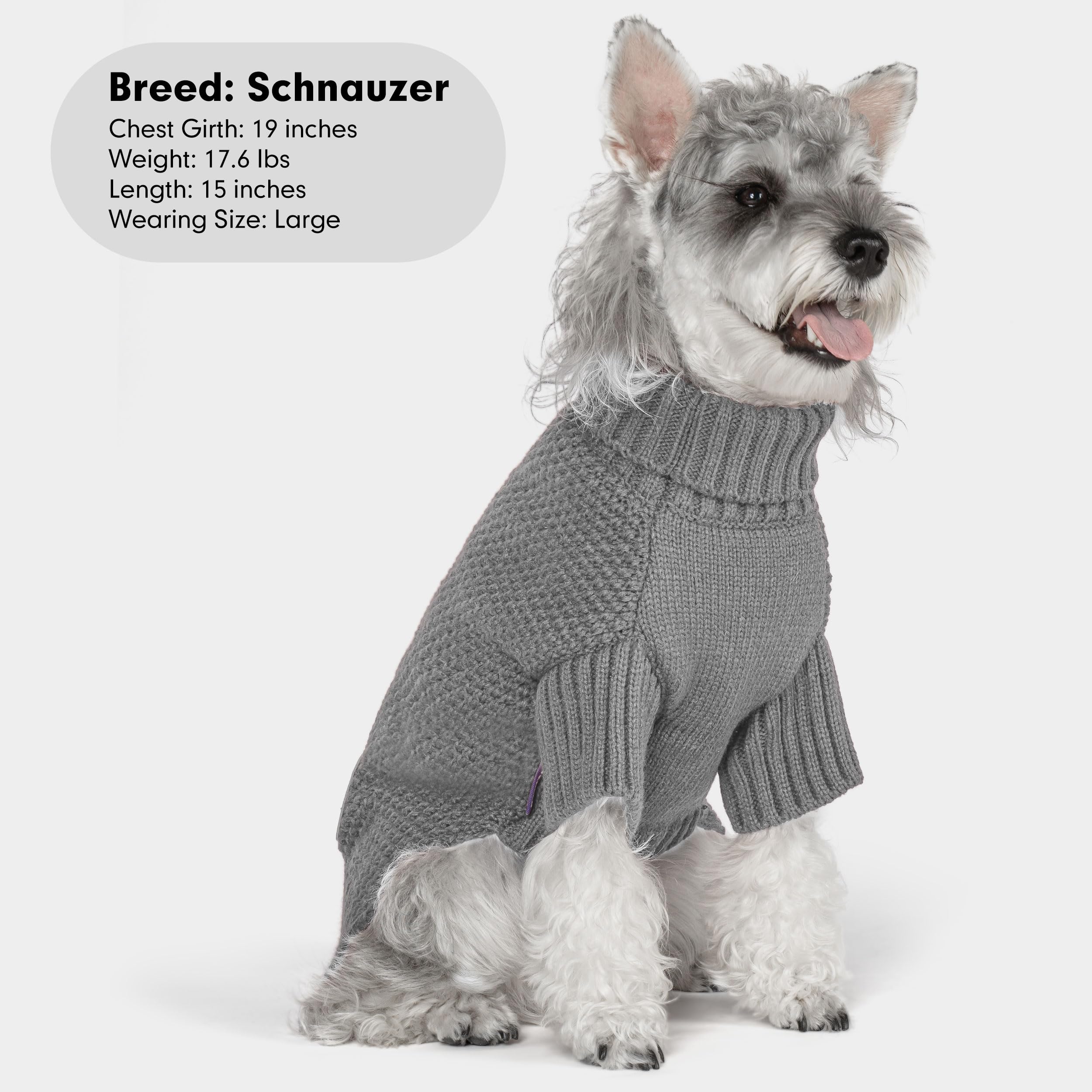 Cyeollo Warm Knit Dog Sweater with Leash Hole - Grey for Small Dogs - Perfect for Winter Walks