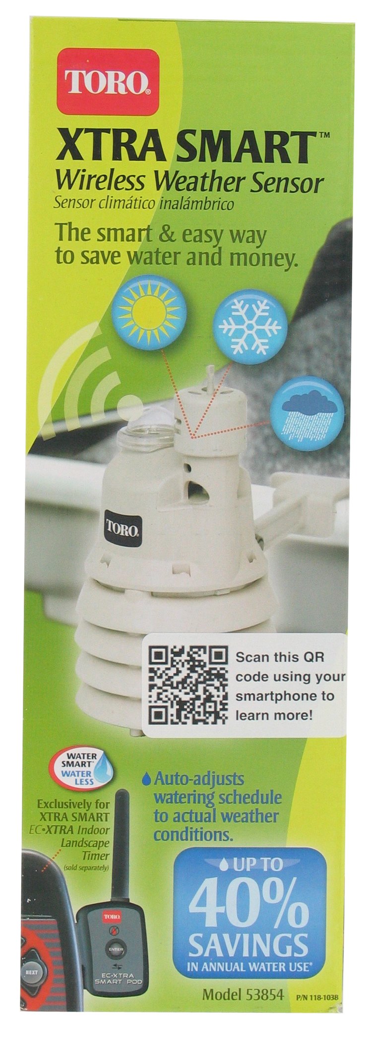 Toro 53854 XTRA Smart Weather Sensor - Smart Lawn Sprinkler Controller for Water Conservation | Perfect for Home Garden Irrigation Systems & Smart Landscaping