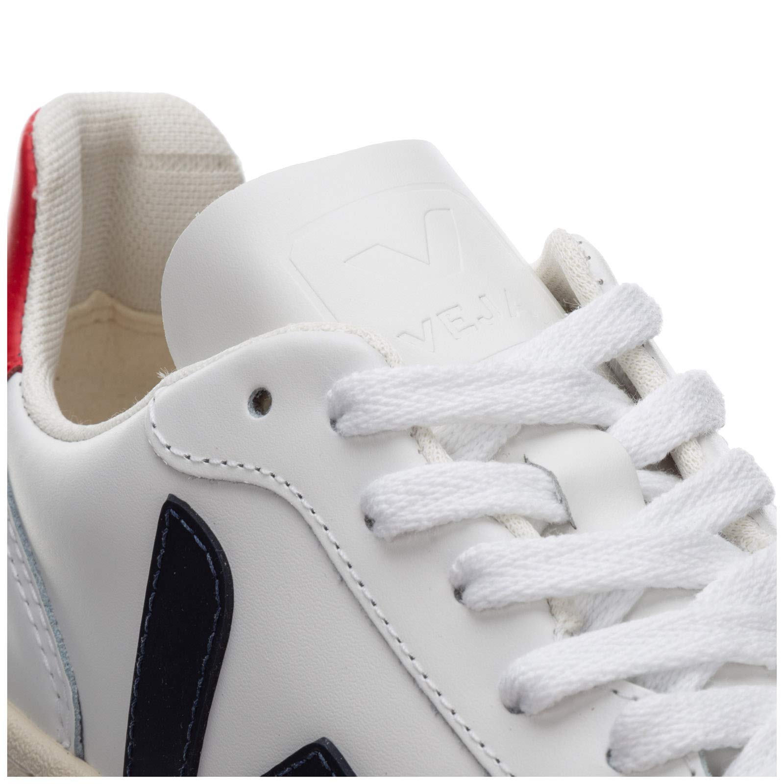 Veja Women's V-10 Sneakers - Extra White/Nautico/Pekin - Size 10 US - Eco-Friendly Vegan Leather Casual Shoes for Everyday Wear & Sustainable Fashion
