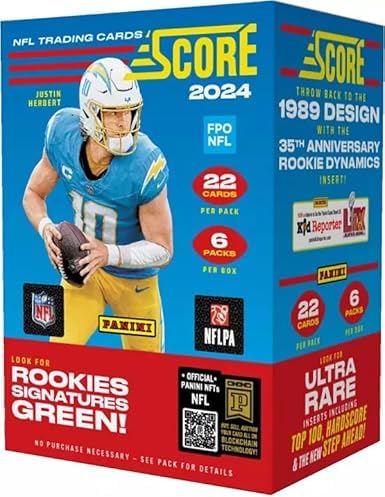 2024 Panini Score Football Blaster Box - 132 Trading Cards per Box with Caleb Williams Rookie Cards | NFL Collectibles for Sports Fans & Card Collectors