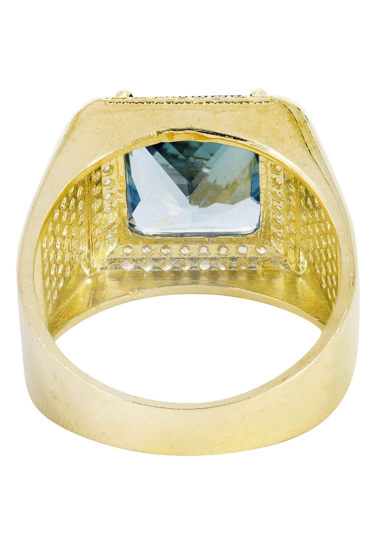 Aqua Marine 10K Gold Men's Ring - 9.2 Grams Solid Gold Jewelry for Men - Perfect for Weddings, Anniversaries & Gifts