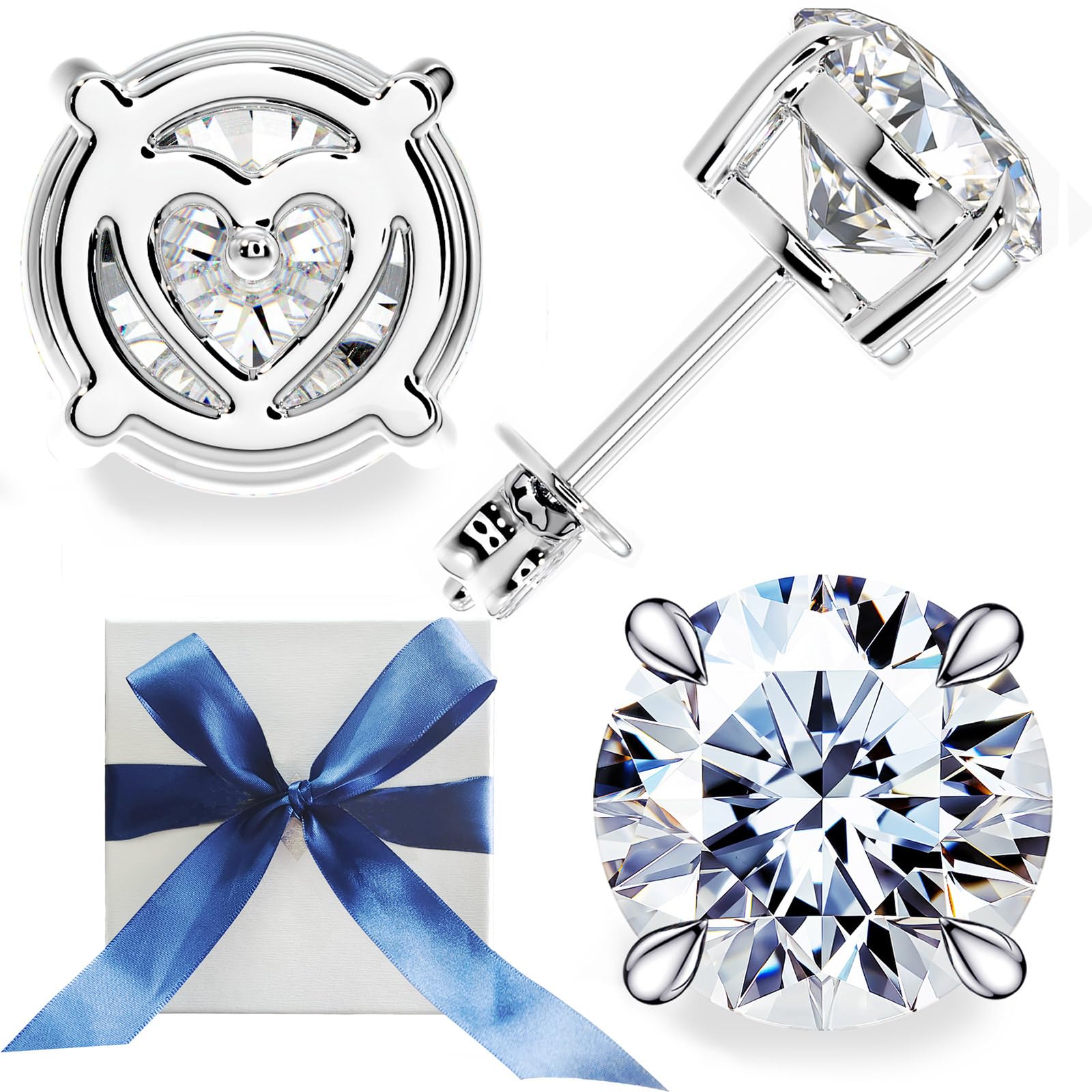 Moissanite Diamond Stud Earrings for Women & Men - 925 Sterling Silver or 18K Gold - Perfect Gift for Wife, Girlfriend, Mom, Daughter, Sisters & Friends - Birthday, Anniversary, Wedding Jewelry - Elegant Everyday Wear & Special Occasion Jewelry