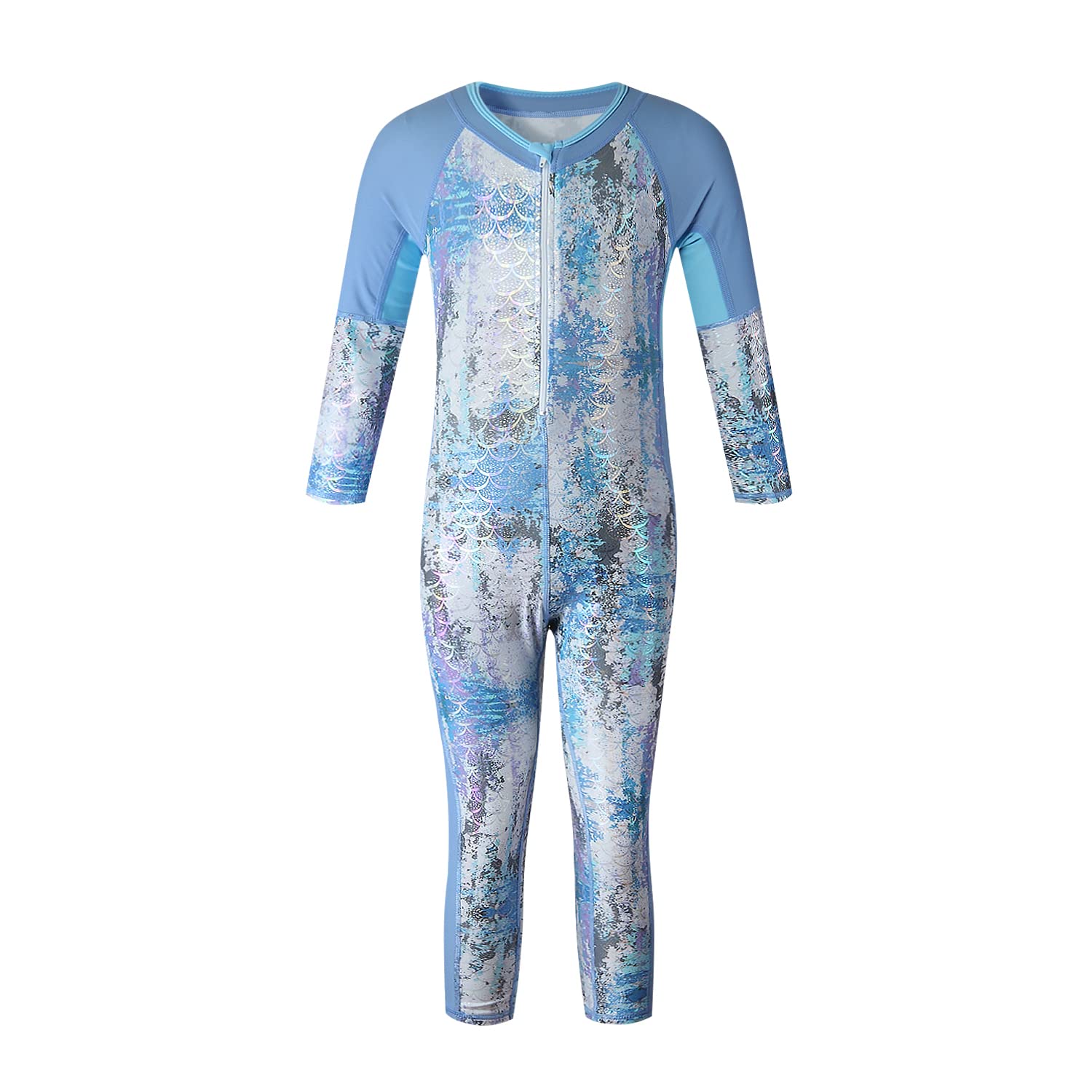 Vivobiniya Girls Long Sleeve Mermaid Swimsuit - Fish Scale Print One Piece Bathing Suit for Teens | Beach, Pool, Water Park & Summer Vacation Wear