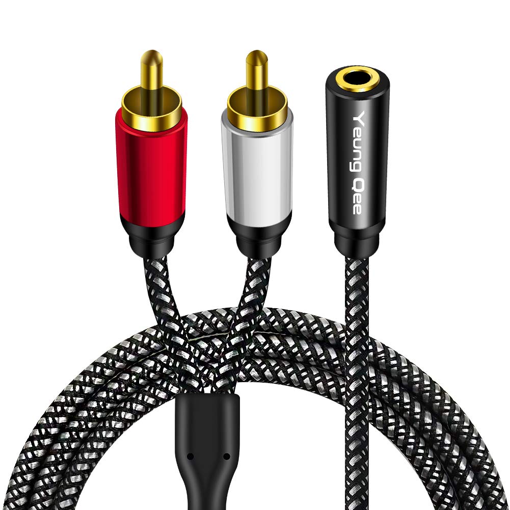 3.5mm Female to 2RCA Male Stereo Audio Y Adapter Cable - 6FT/2M High-Quality Audio Connector for TV, Smartphones, MP3, Tablets, Speakers & Home Theater - Perfect for Gaming, Music Streaming & Home Entertainment