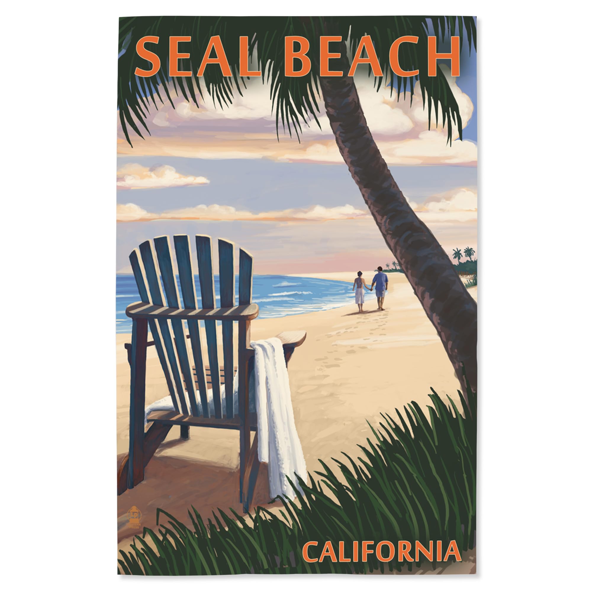 Lantern Press 16x24 Inch Giclee Art Print - Seal Beach California Sunset with Adirondack Chairs - Coastal Wall Decor for Living Room, Bedroom & Office