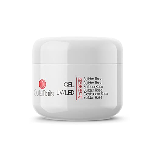 UV LED Gel Builder Rose 30ml - Professional Nail Construction Gel for Strong & Natural-Looking Nails - Perfect for Salon, Home Manicure & Nail Art Designs