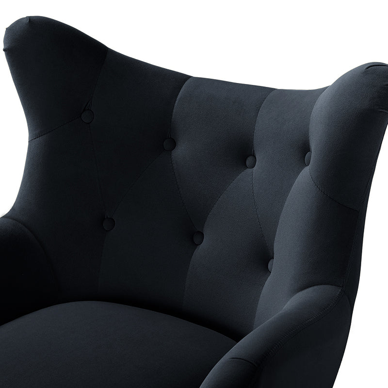 Luxury Isabelle Wingback Velvet Upholstered Armchair - High Back Accent Chair with Sturdy Metal Legs for Living Room, Bedroom & Office Decor