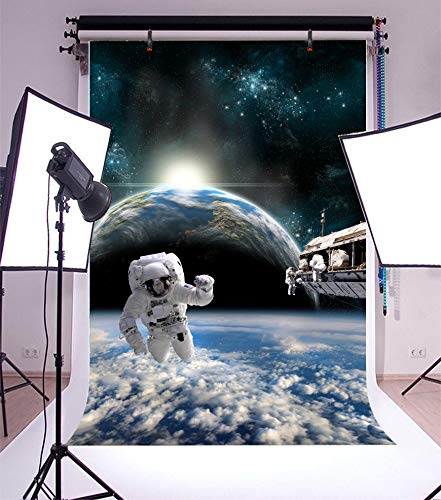 Leyiyi 8x10ft Astronaut Space Backdrop - Planetarium Banner with Galaxy Nebula Design for Kids Portrait Photography, Studio Vinyl Wallpaper (Perfect for Space-Themed Birthday Parties & School Science Projects)