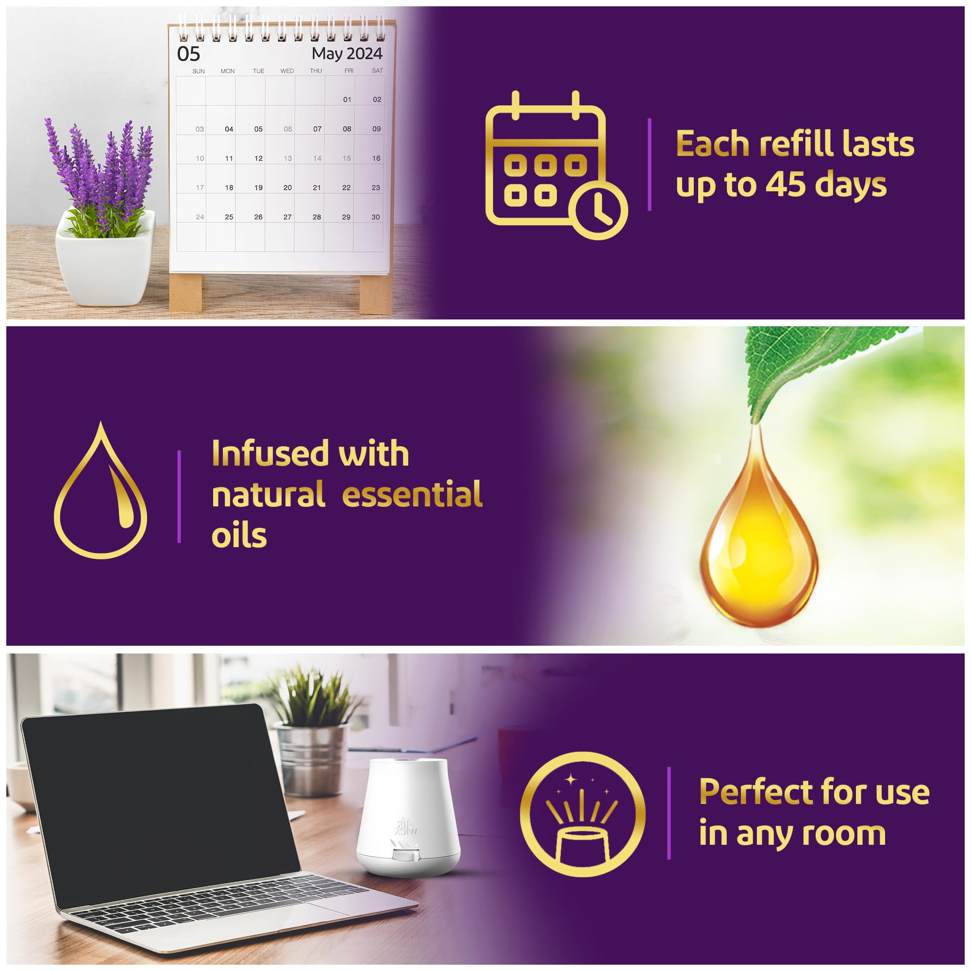 Air Wick Essential Mist Automatic Fragrance Diffuser Refill, Relaxing Lavender Scent - 20ml | Natural Essential Oil Air Freshener Refill for Home & Office | Automatic Spray for Bedroom, Bathroom & Living Room