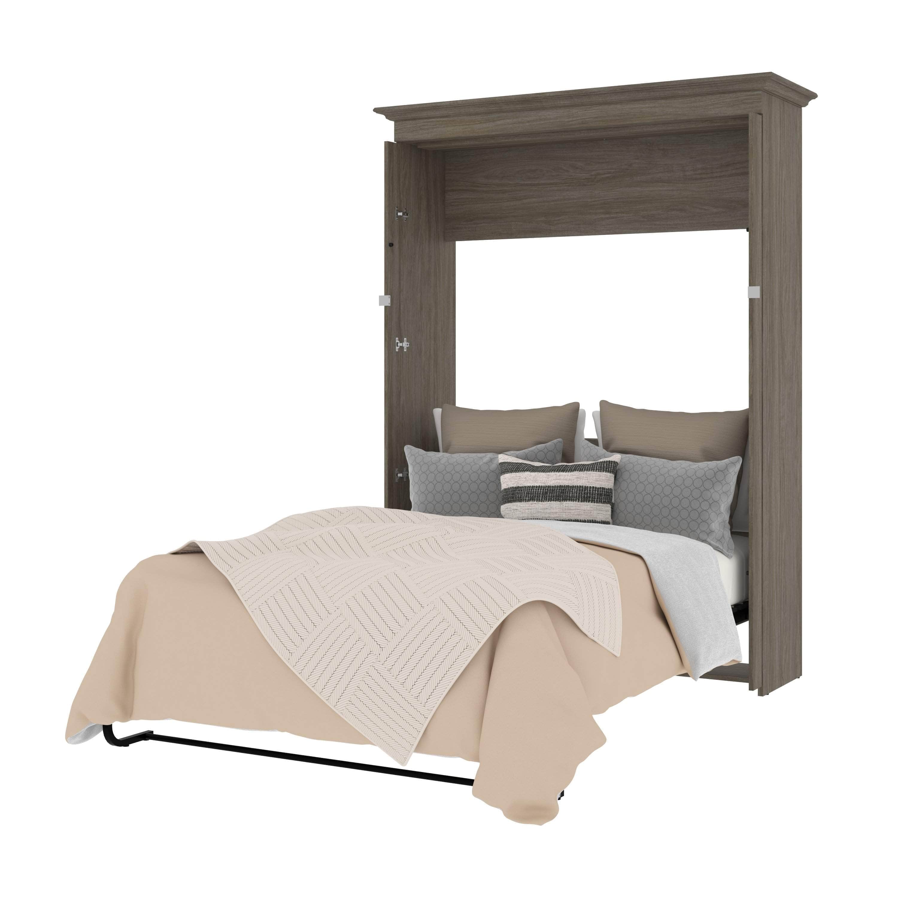Versatile 59W Full Murphy Wall Bed in Walnut Grey - Space Saving Wall Bed for Small Apartments, Guest Rooms & Home Offices | Easy Fold Down Design
