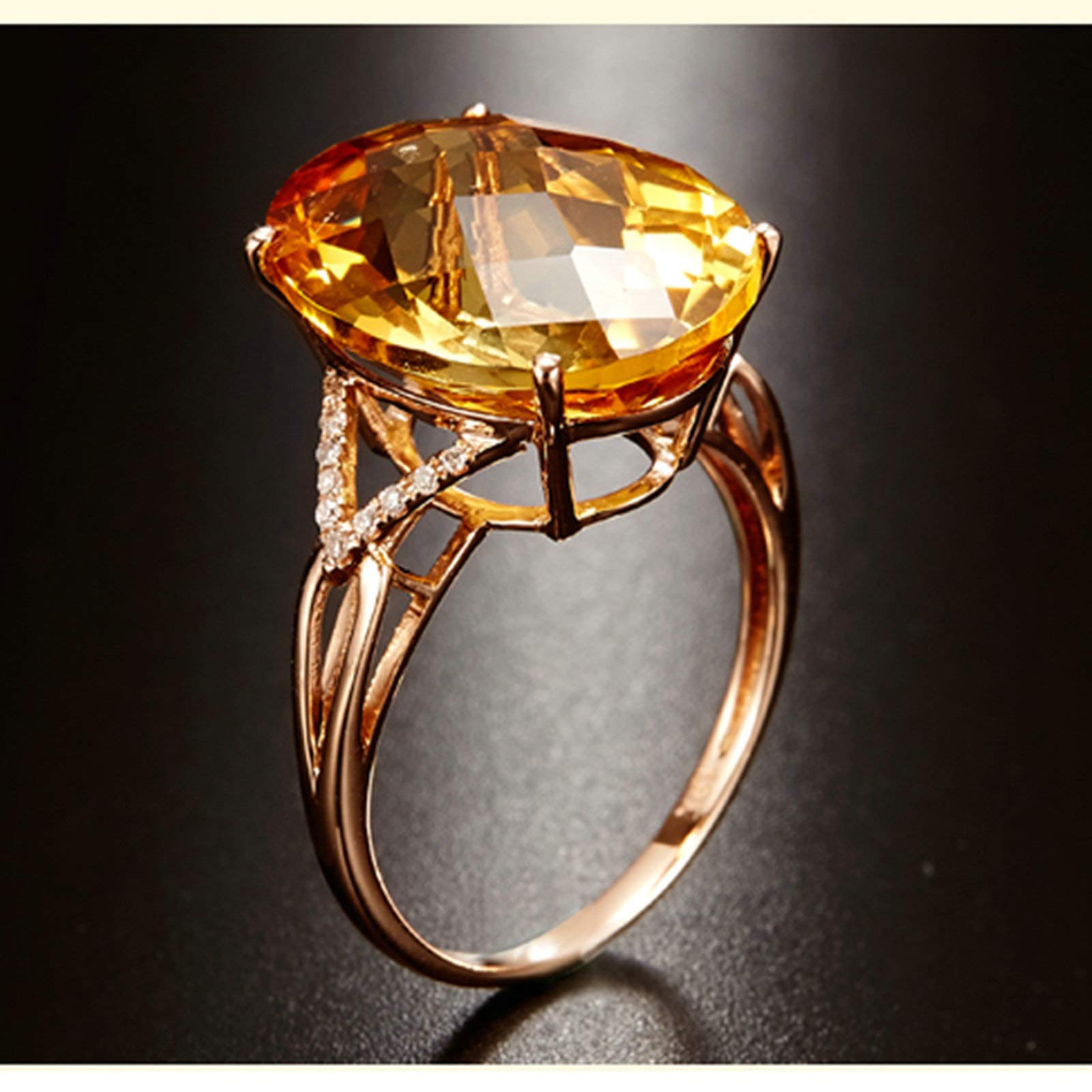 18K Rose Gold Engagement Ring for Women - 9ct Oval Citrine Wedding Band, Dainty & Elegant Jewelry Gift for Her - Perfect for Proposals, Anniversaries & Special Occasions