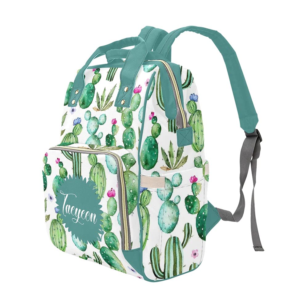 Personalized Cactus Diaper Backpack for Mom - Tropical Plant Print Baby Bag, Nursing & Travel Tote, 10.83x6.69x15 Inch - Perfect for Daycare, Hospital Visits & Family Outings