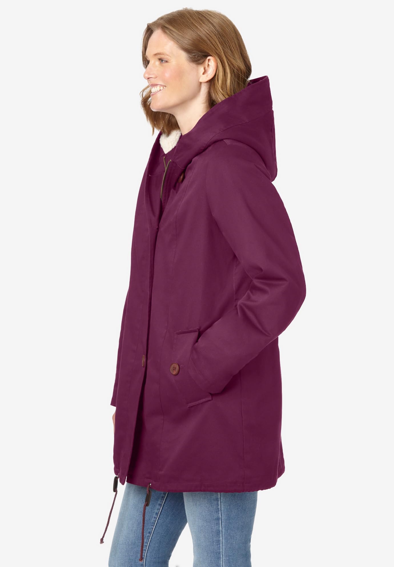 Women's Plus Size Sherpa-Lined Hooded Parka Jacket - Warm Winter Coat for Cold Weather, Outdoor Activities & Casual Wear