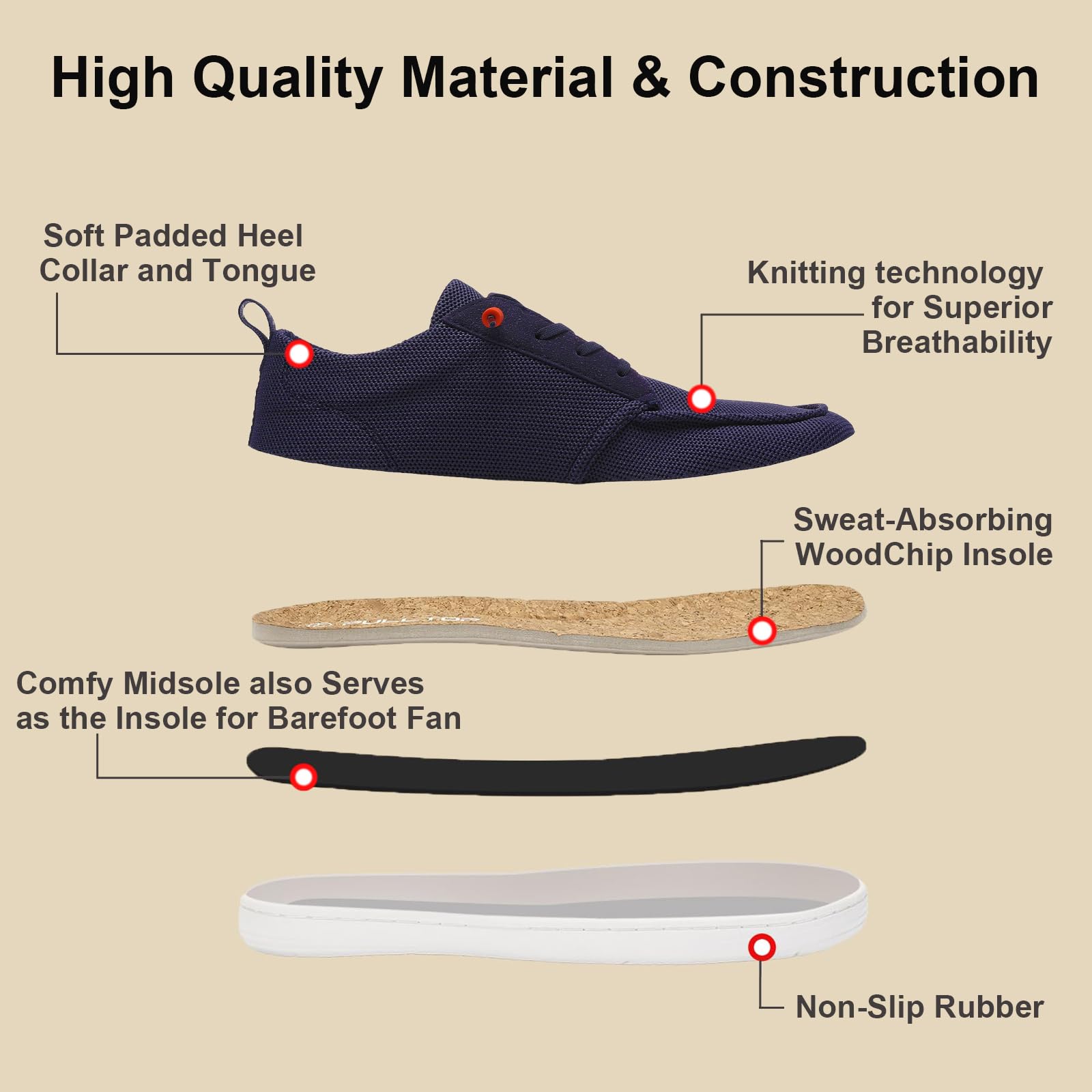 Men's Barefoot Wide Toe Box Shoes - Minimalist Zero Drop Sole Slip-On Walking Shoes for Men | Extra Wide Comfort for Natural Movement | Perfect for Hiking, Gym Workouts & Everyday Wear