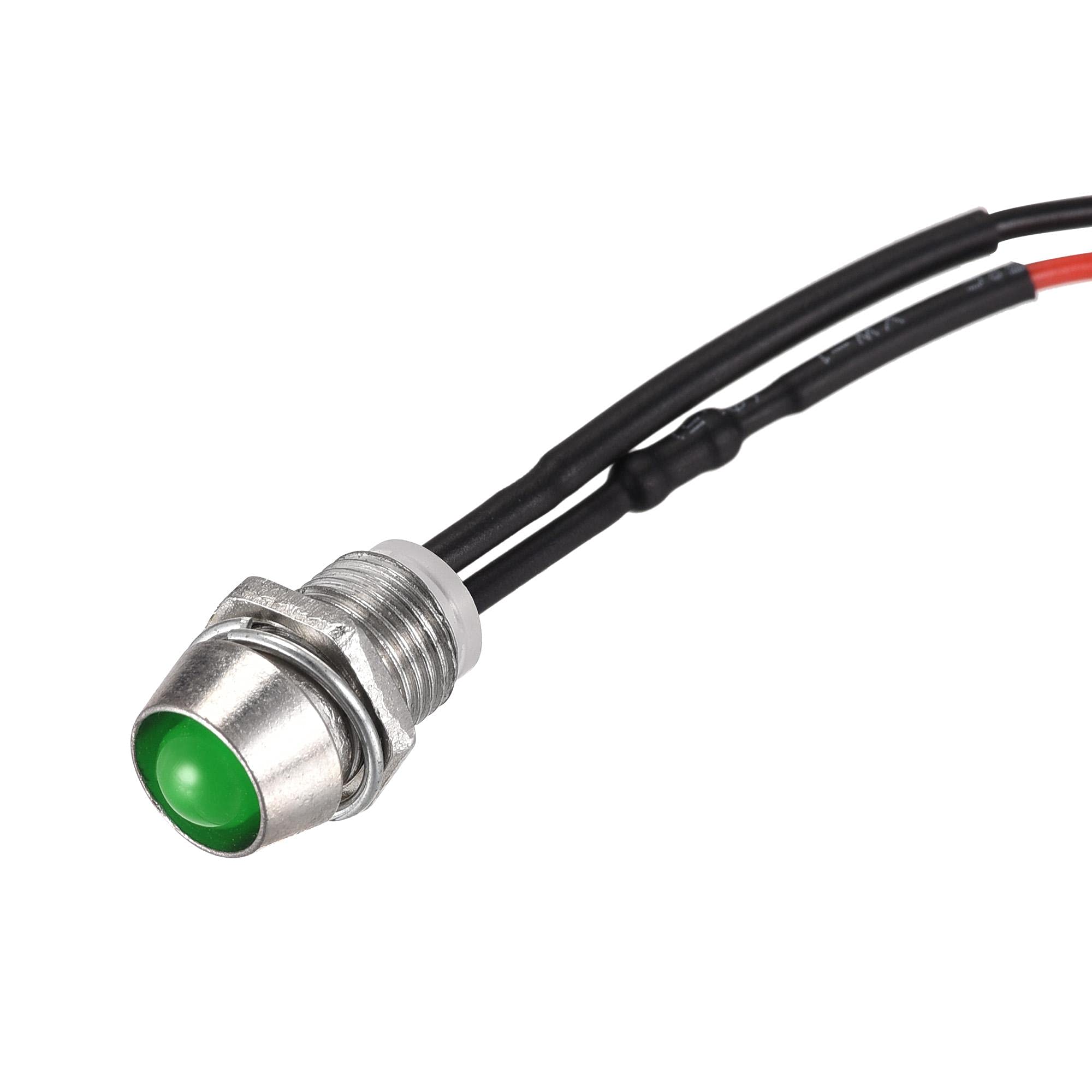 uxcell 8mm Panel Mount Green LED Indicator Light - AC/DC 110V Signal Lamp with Metal Shell (10Pcs) - Perfect for Industrial Control Panels, Machinery & Equipment Status Indicators