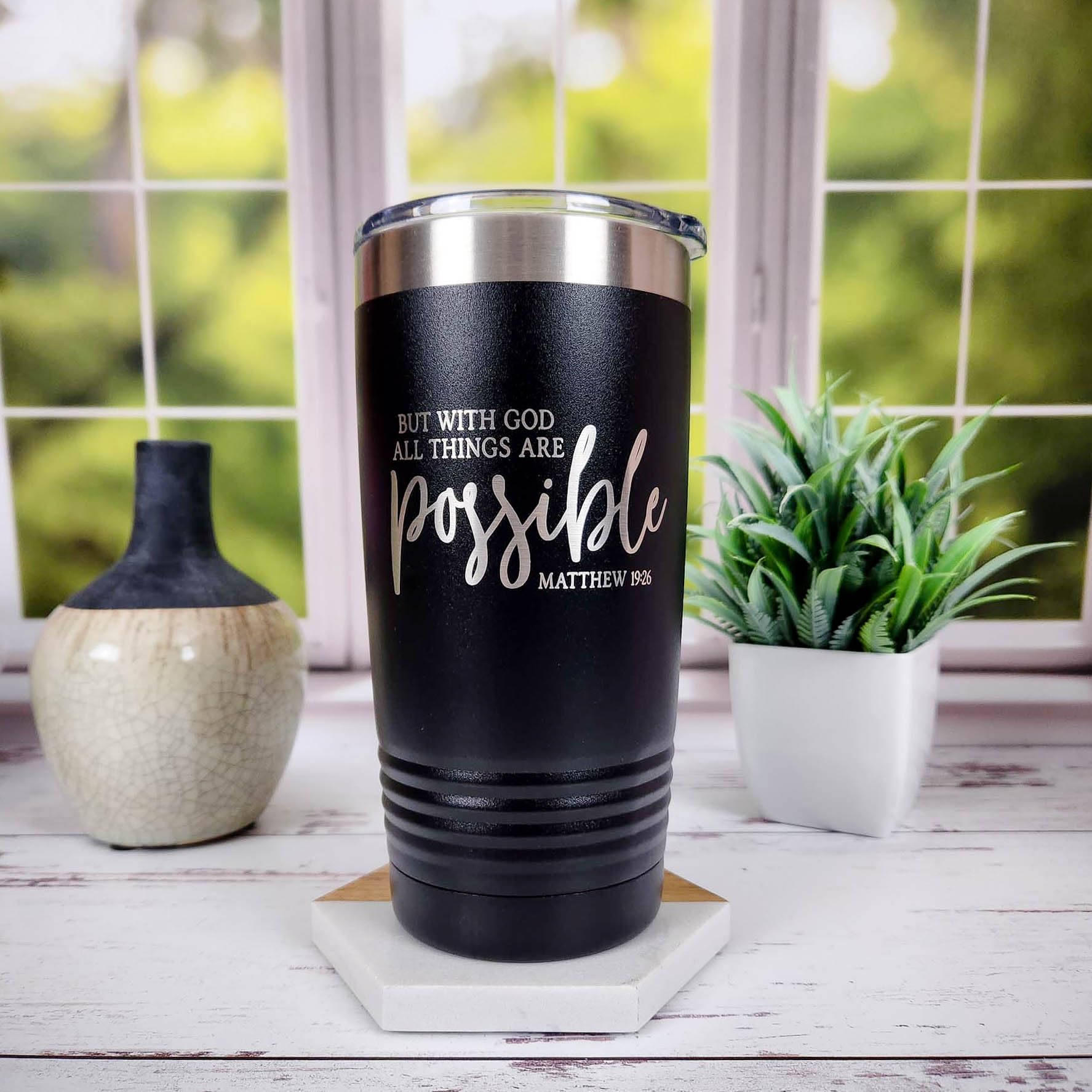 Christian Laser Engraved 20oz Tumbler - Bible Verse Gift for Christmas & Easter