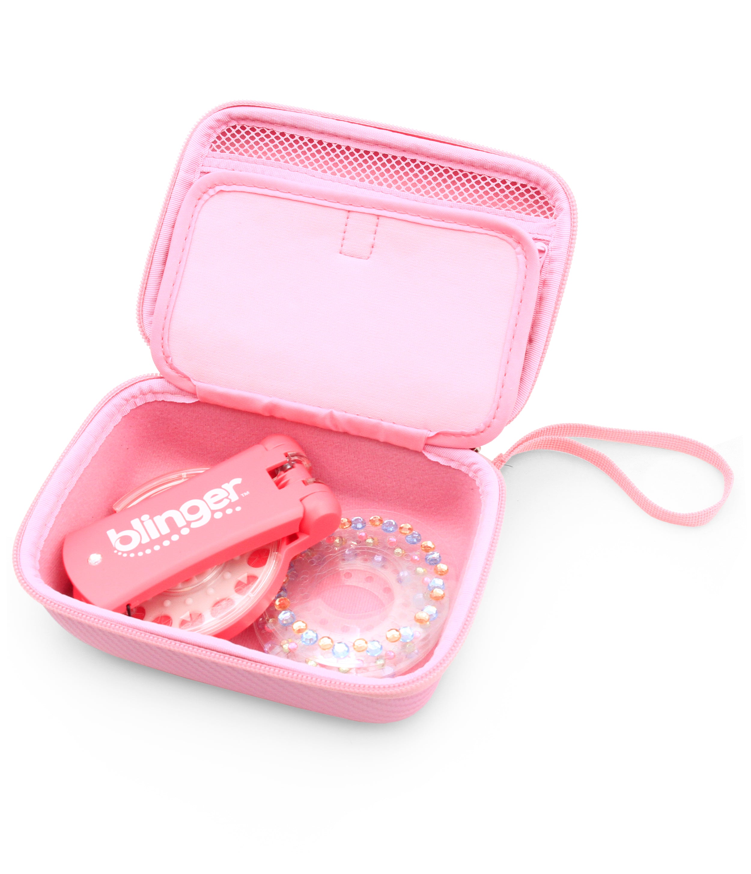 CASEMATIX Travel Case with Wrist Strap for Blinger Deluxe Set - Storage Organizer for Hair Jewels, Nail Gems & Children's Accessories - Perfect for Travel, Parties & DIY Beauty Projects