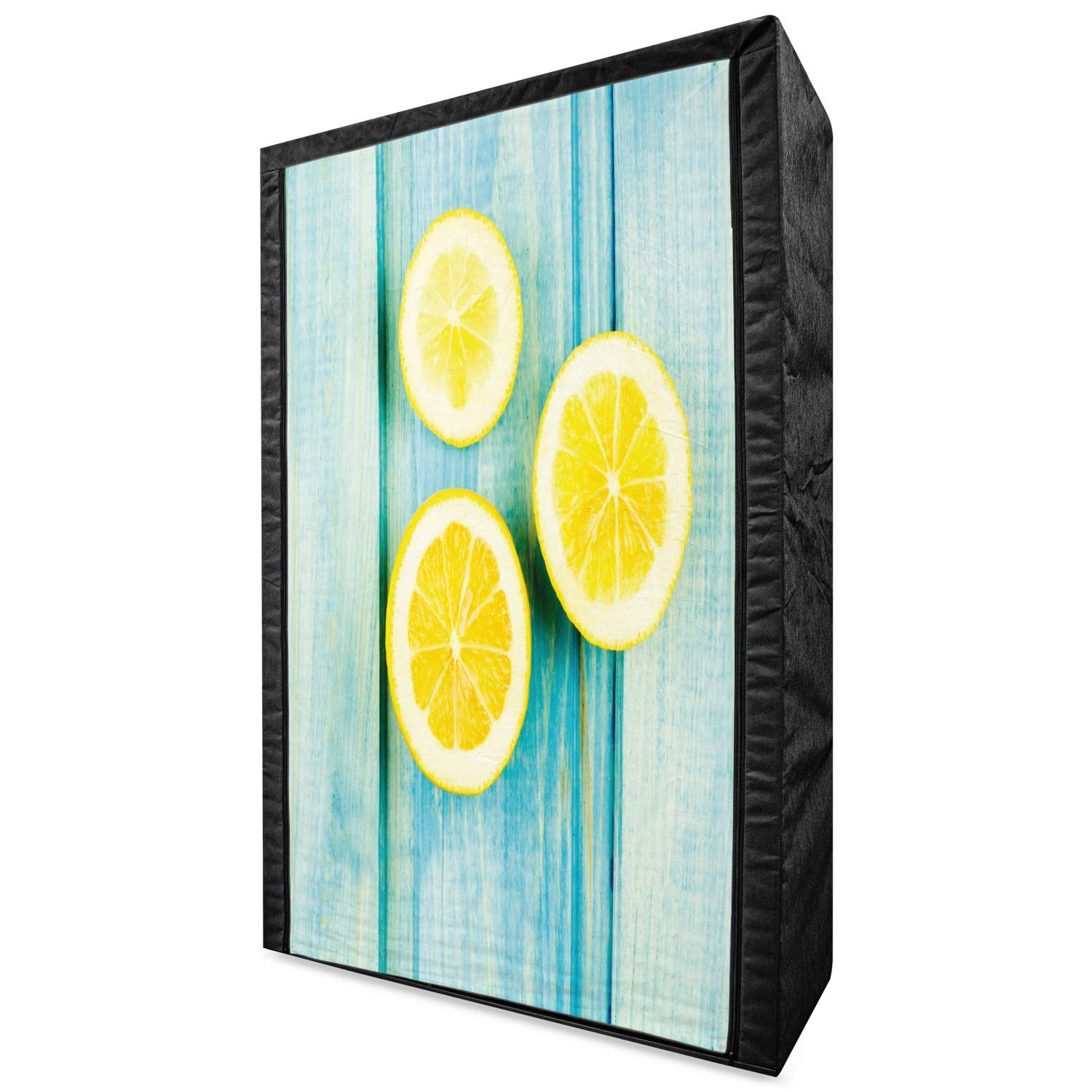 Ambesonne Yellow and Blue Portable Fabric Wardrobe with Shelves - 42.5