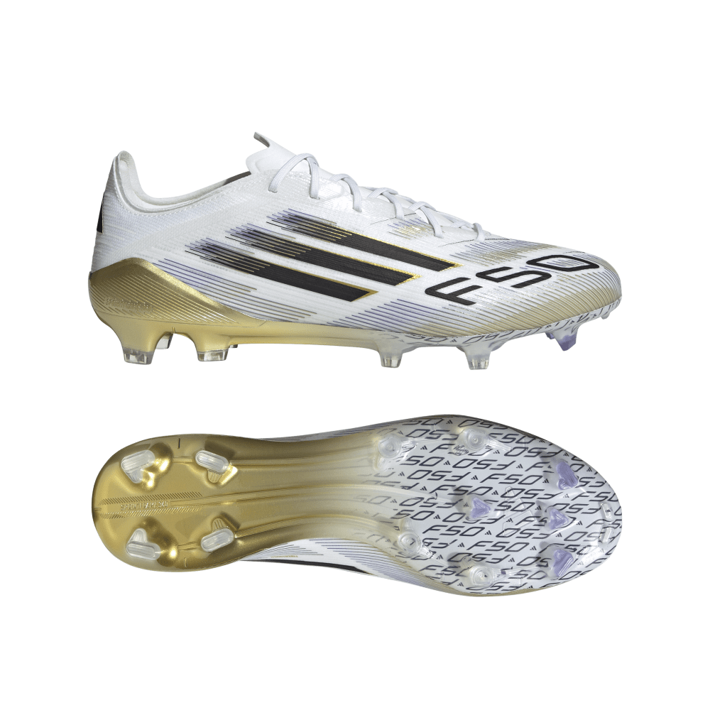 Adidas F50 Elite FG Soccer Cleats for Men - White/Black/Metallic Gold Football Shoes - Perfect for Professional Matches & Training Sessions