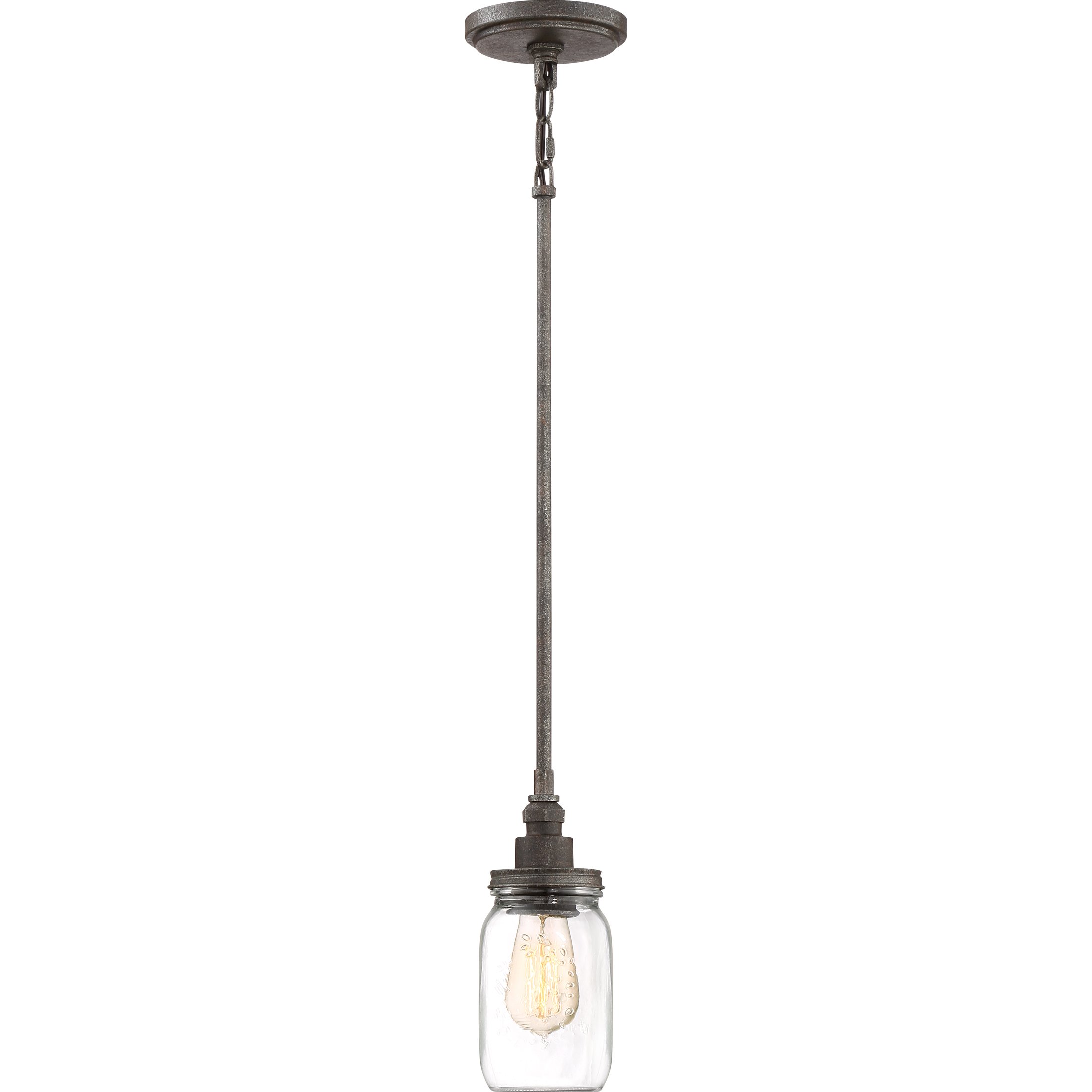 Quoizel Squire 1-Light Rustic Black Mini Pendant Light Fixture - Perfect for Kitchen Island, Dining Room, or Entryway Lighting