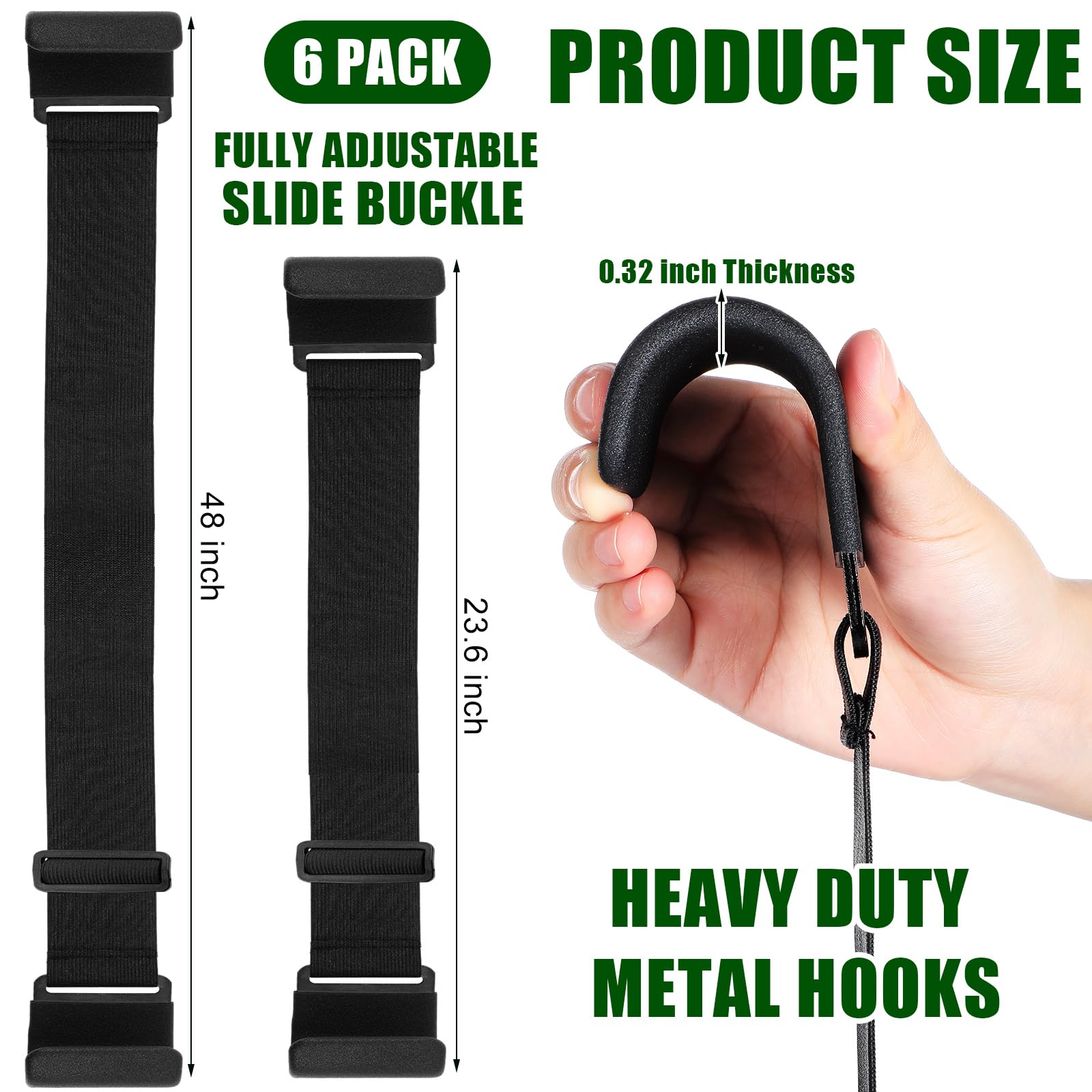 6-Pack Adjustable Metal Double Claw Trash Can Lock Straps - Universal Animal-Proof Lid Locks for Outdoor Bins - Secure Against Raccoons, Dogs & Pests - Perfect for Backyard, Garage & Campsite Use