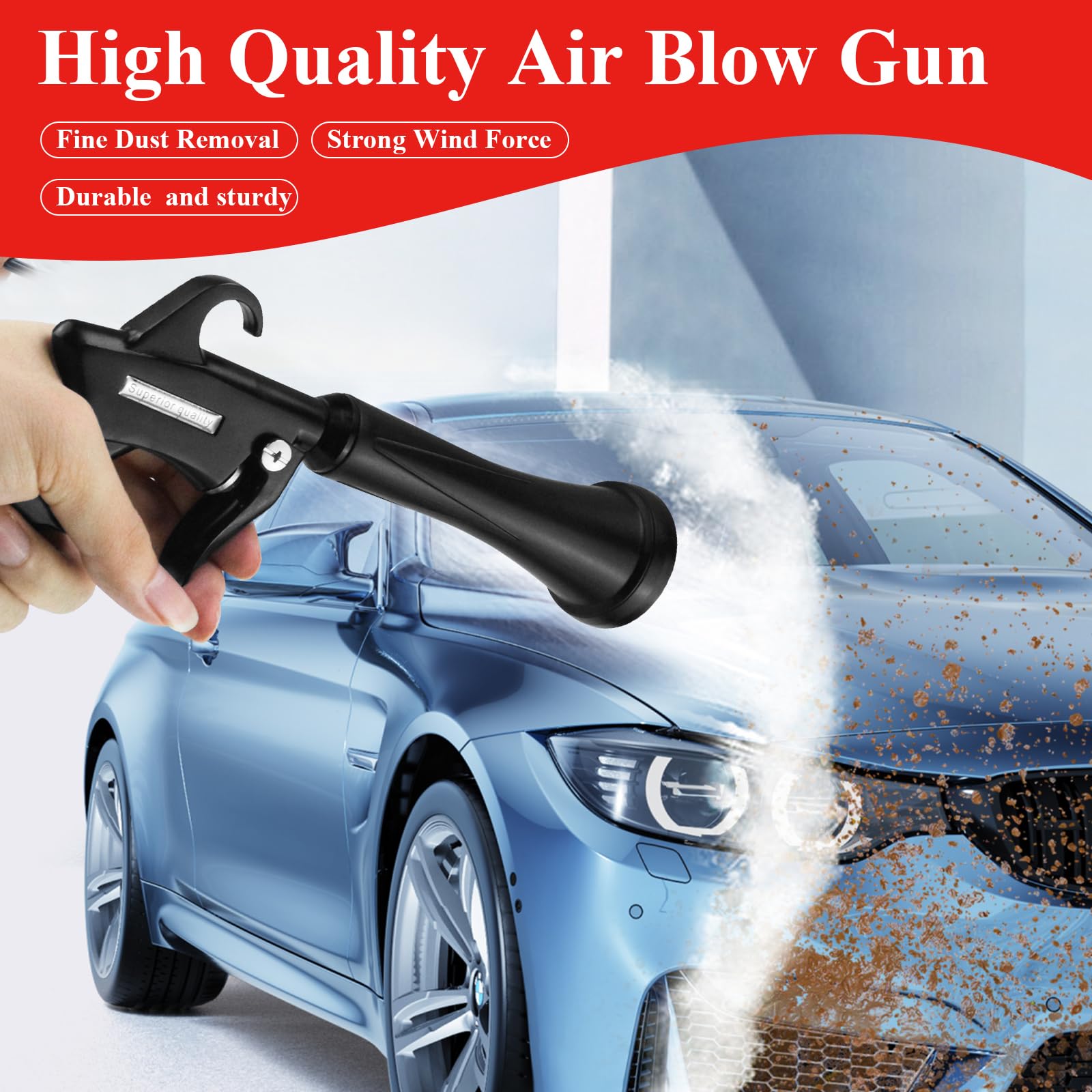 Tornado Air Cleaning Gun with Rubber Guard & Brass Adjustable Nozzle - Pneumatic Compressor Tool for Dust Removal, Car Detailing, Workshop Cleaning | Heavy-Duty Air Blow Gun for Automotive, Industrial & Home Use