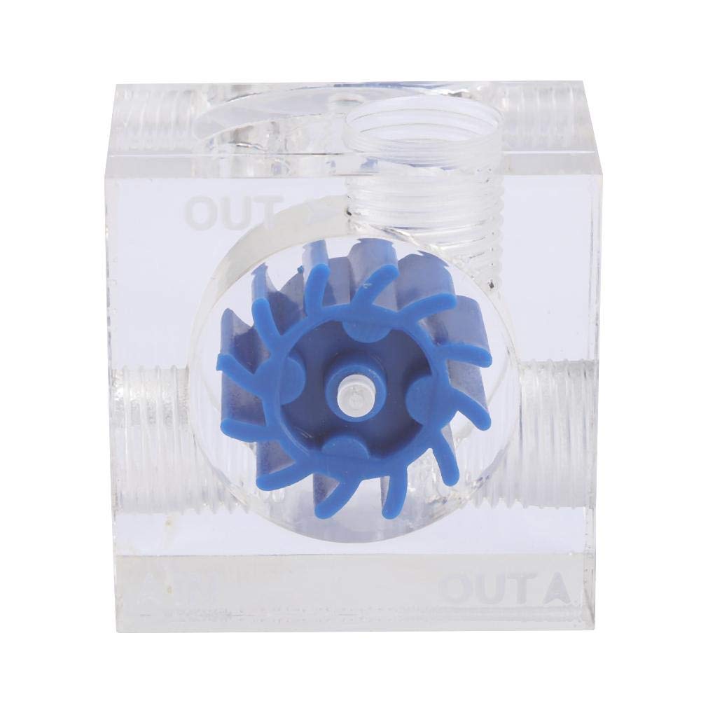 Jimfoty 蓝色水冷流动指示器，抛光表面亚克力水冷流动监测器，适用于电脑水冷系统，提升PC散热性能
