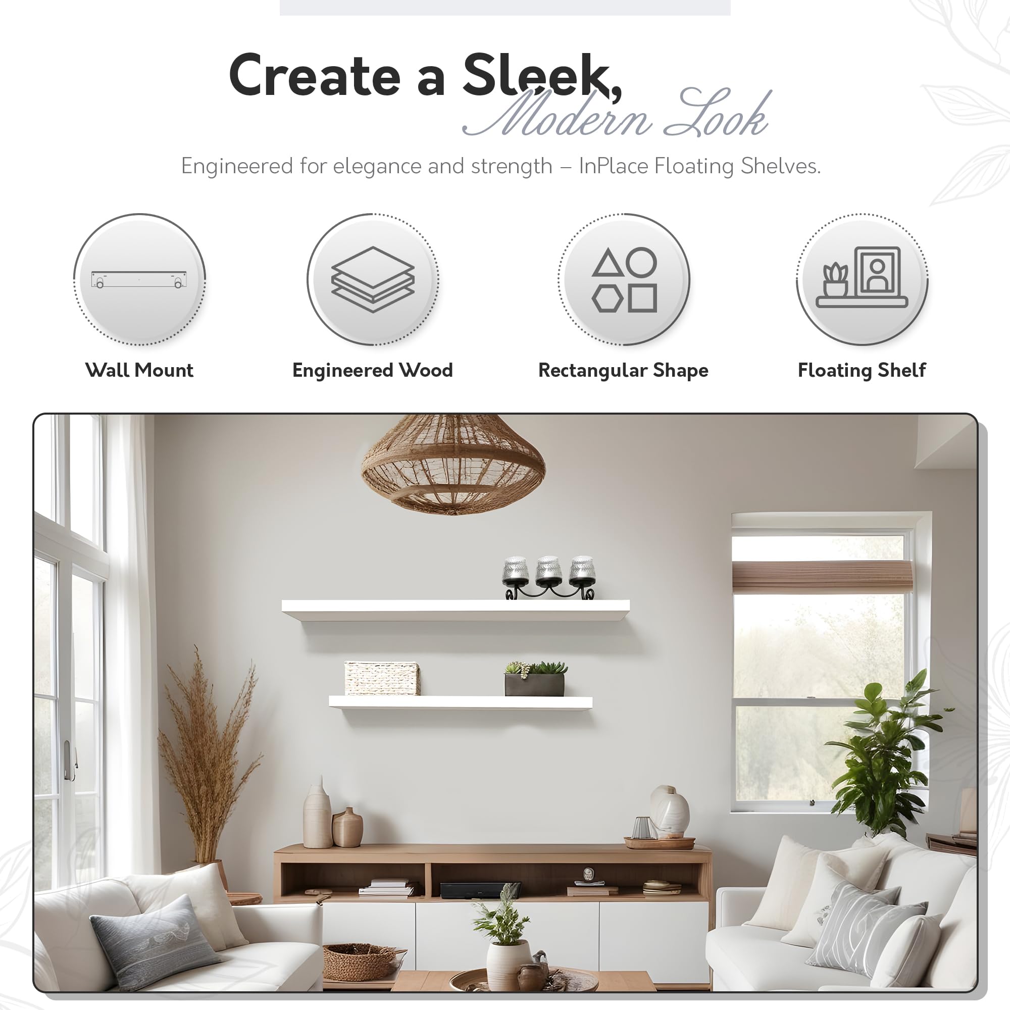 Durable Floating Shelf with Invisible Brackets - Easy to Install & Remove, 10.2