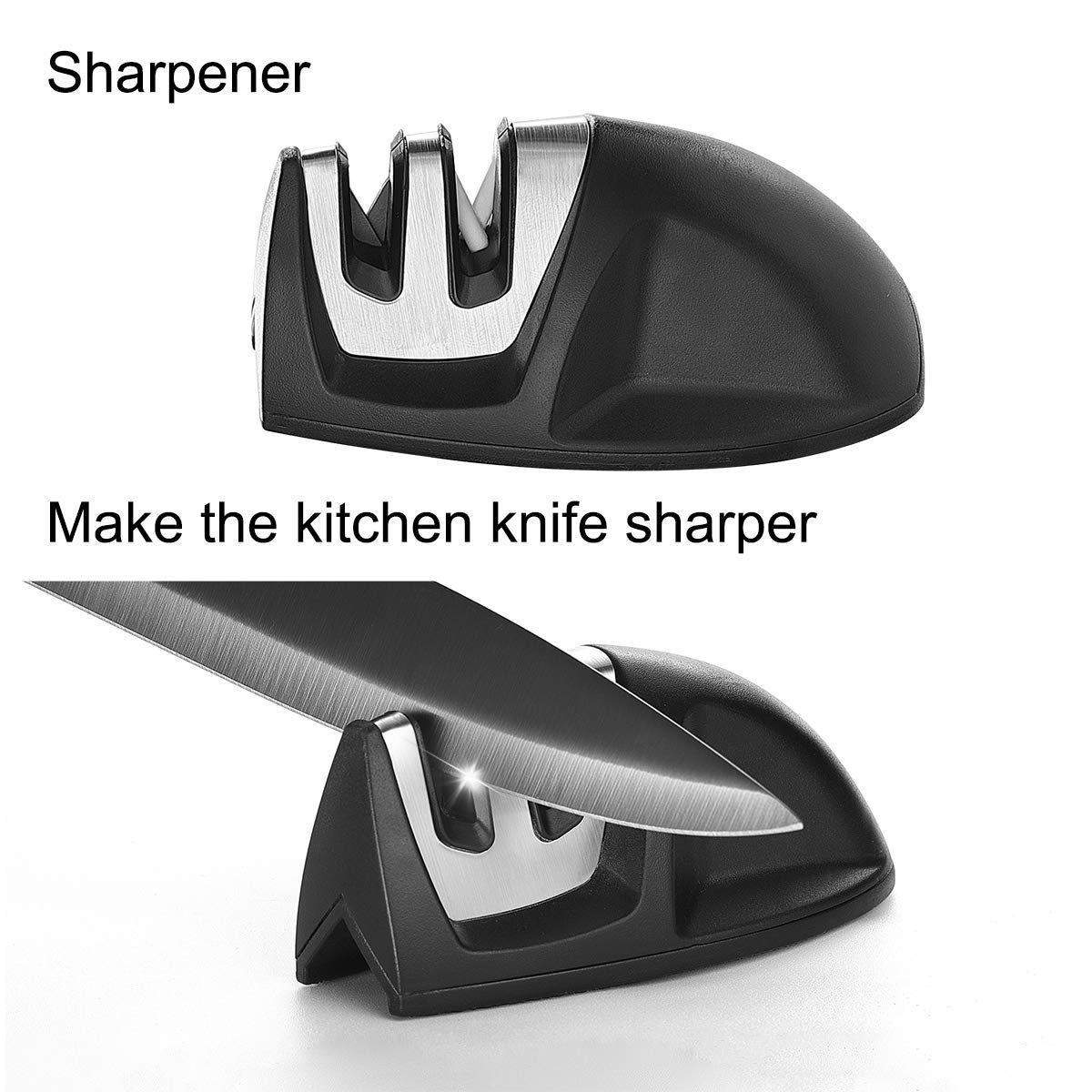 Wanbasion 16-Piece Black Stainless Steel Kitchen Knife Set with Acrylic Block & Sharpener – Professional Chef Knives for Cooking, Slicing, and Food Prep