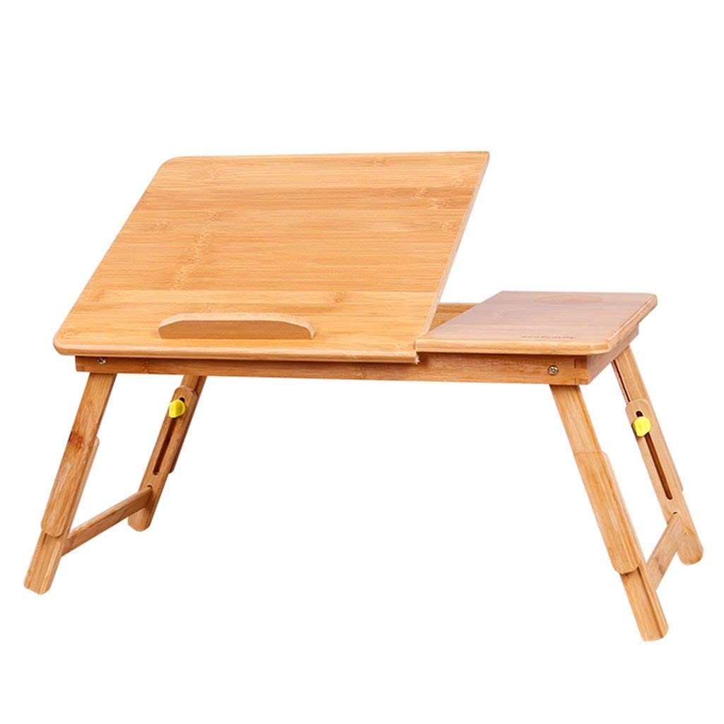Adjustable Bamboo Laptop Desk with Tilting Top - Foldable Bed Tray & Breakfast Serving Table - Portable Workstation for Home Office, Sofa, Bed, and Outdoor Use