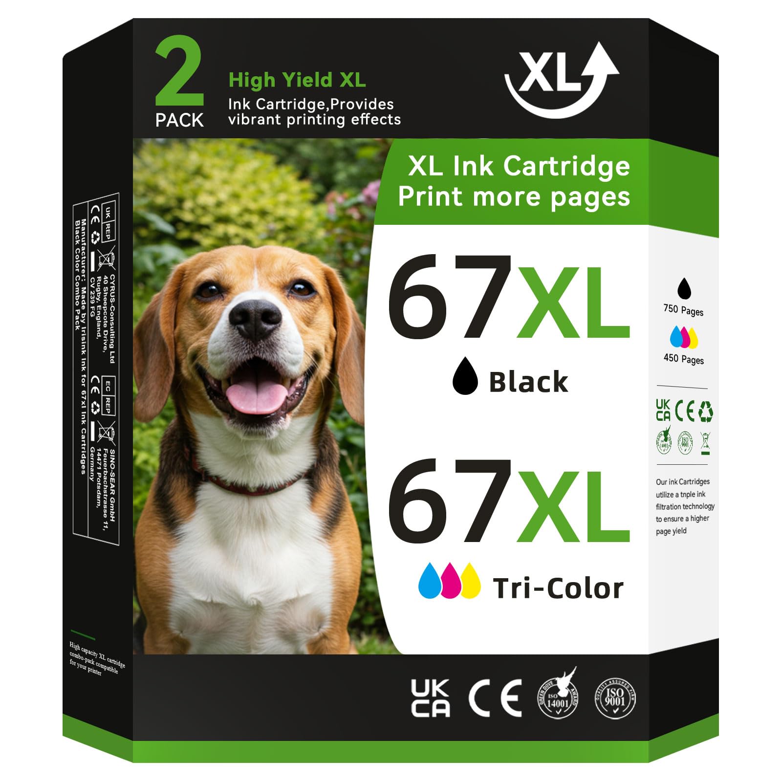 HP 67XL Printer Ink Cartridges Black & Color Combo Pack - Compatible with HP DeskJet 2700/2755e/2855e/4155e/4255e/4100e & Envy 6000/6055e/6400/6455e Printers - High-Quality Replacement Ink for Home & Office Printing Needs