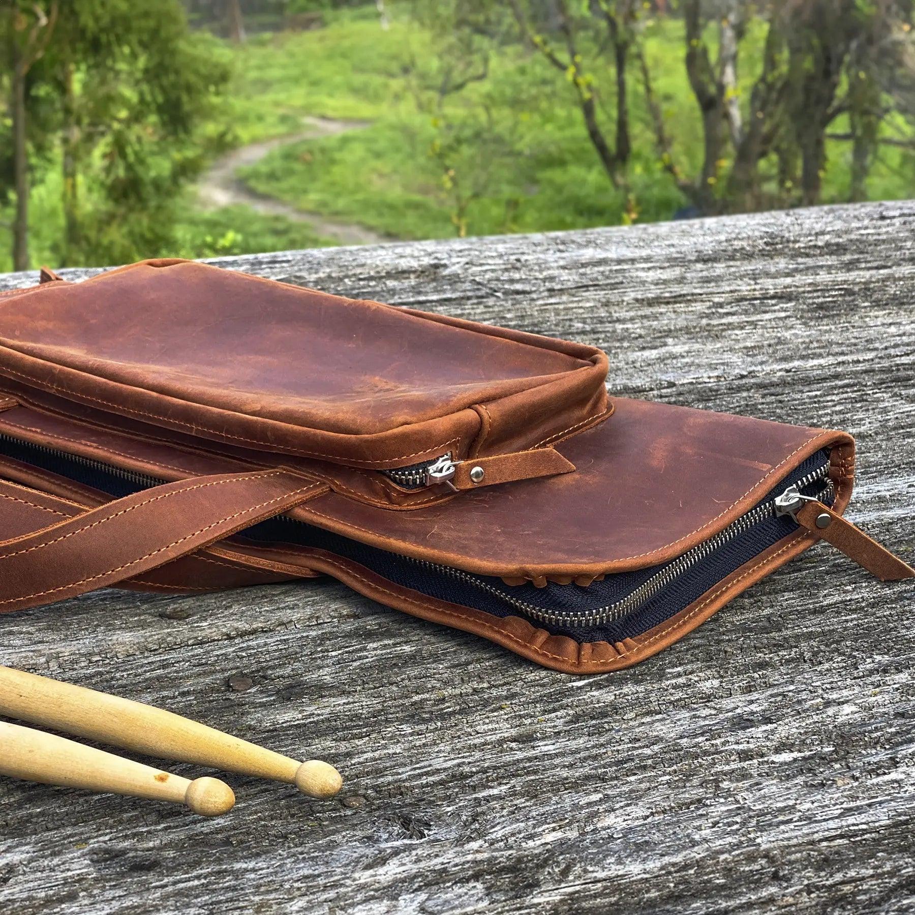 Premium Leather Drumstick Bag for Drummers - Durable & Stylish Stick Holder for Gigging, Practice & Travel