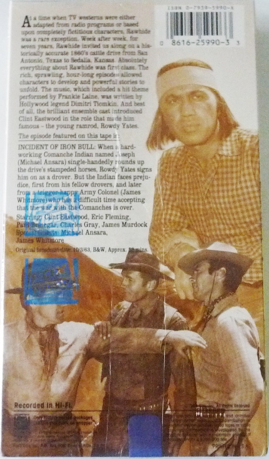 Rawhide: Incident of Iron Bull VHS - Classic Western TV Show on Vintage Tape - Perfect for Collectors & Nostalgic Movie Nights