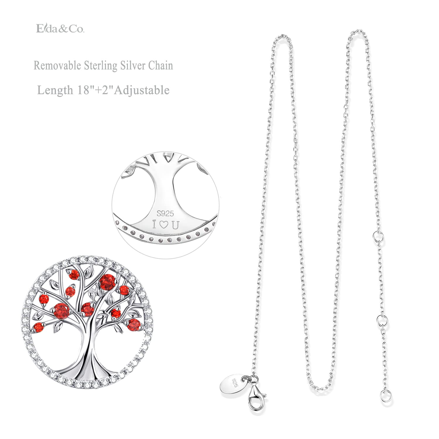 Tree of Life Necklace for Women - Sterling Silver Birthstone Jewelry with Simulated Diamonds & Emeralds - Perfect Birthday Gift for Wife, Mom, Sister - April & May Birthstones - Ideal for Weddings, Anniversaries & Spiritual Healing