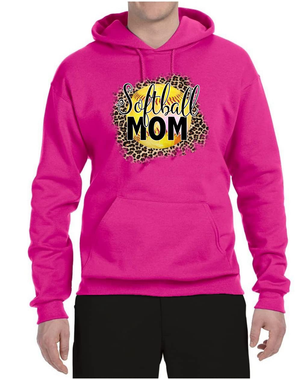 Wild Bobby Softball Mom Animal Print Graphic Hoodie - Unisex Sports Sweatshirt for Women & Girls - Perfect for Baseball Games, Team Spirit & Casual Wear